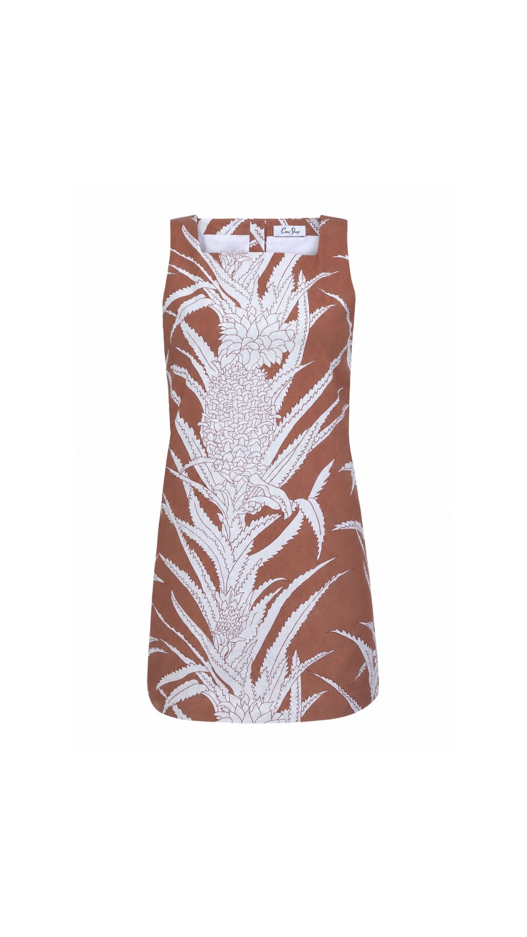 Classic Mini Shift Dress in Brown Pineapple