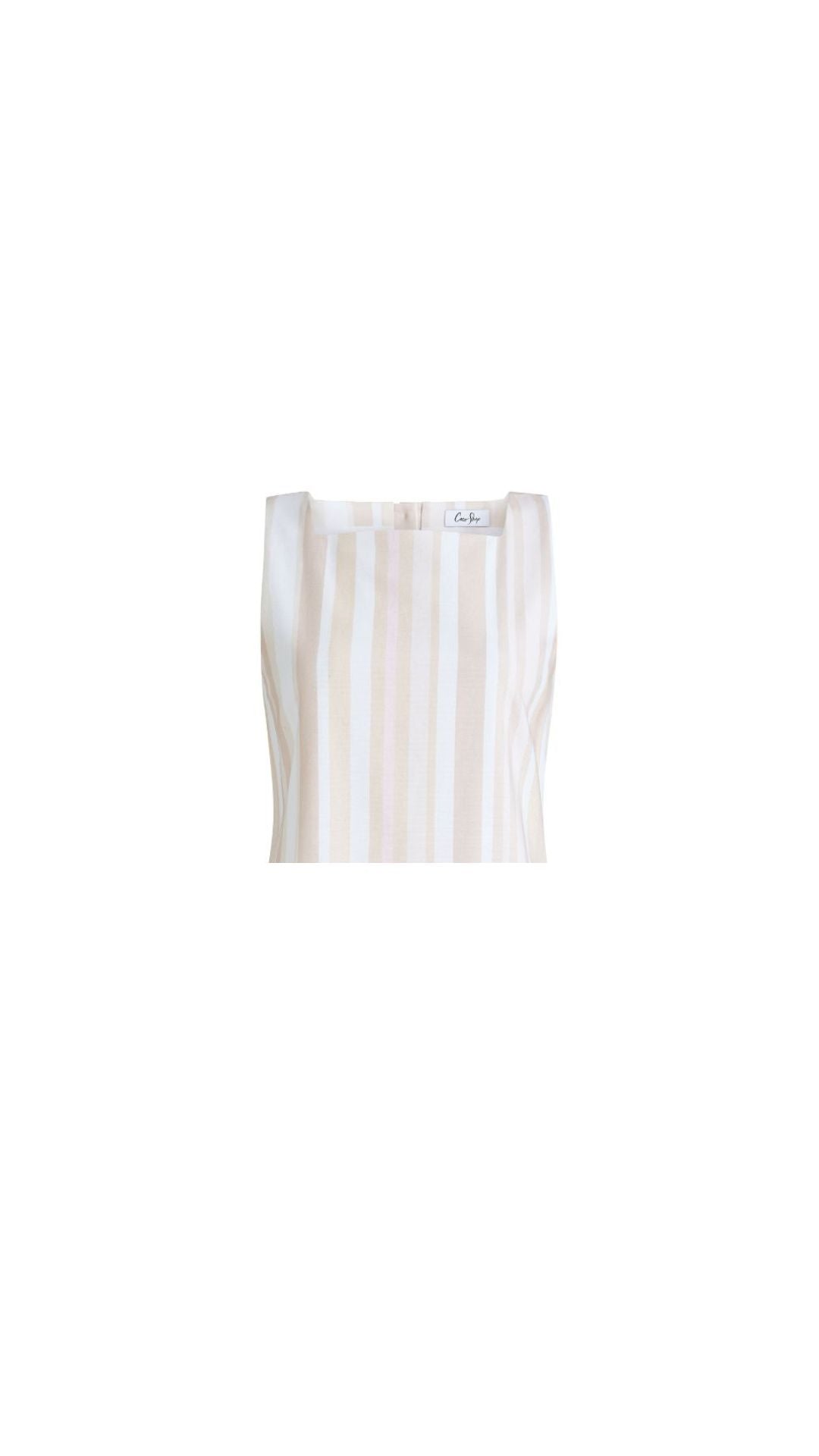 Shift Top in White with Beige Stripe