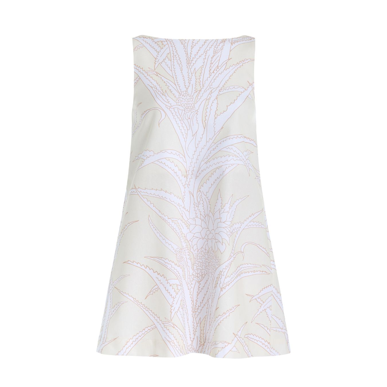 Pleated-Back Mini Dress in Yellow Pineapple