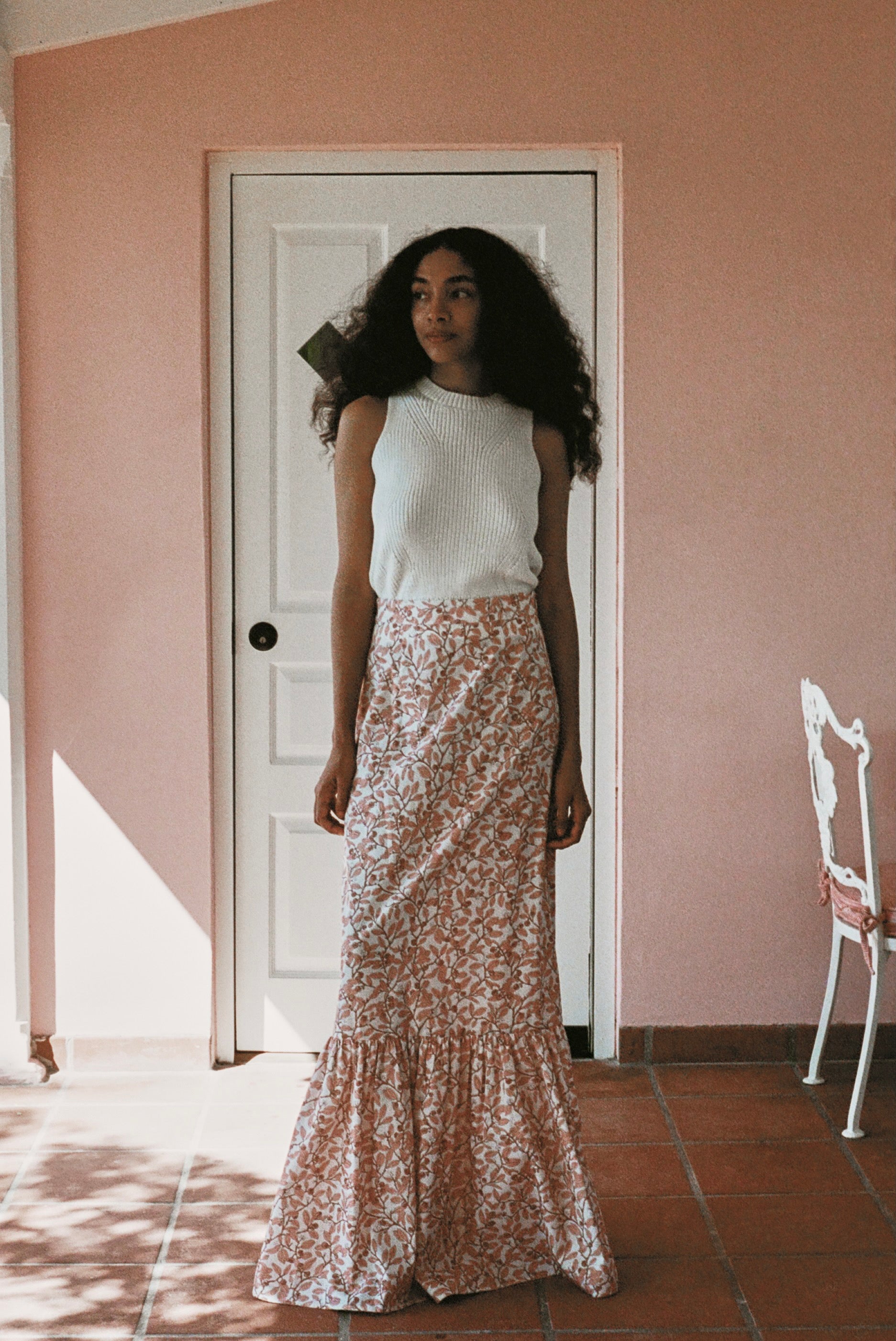 Maxi Skirt in Pink Limes