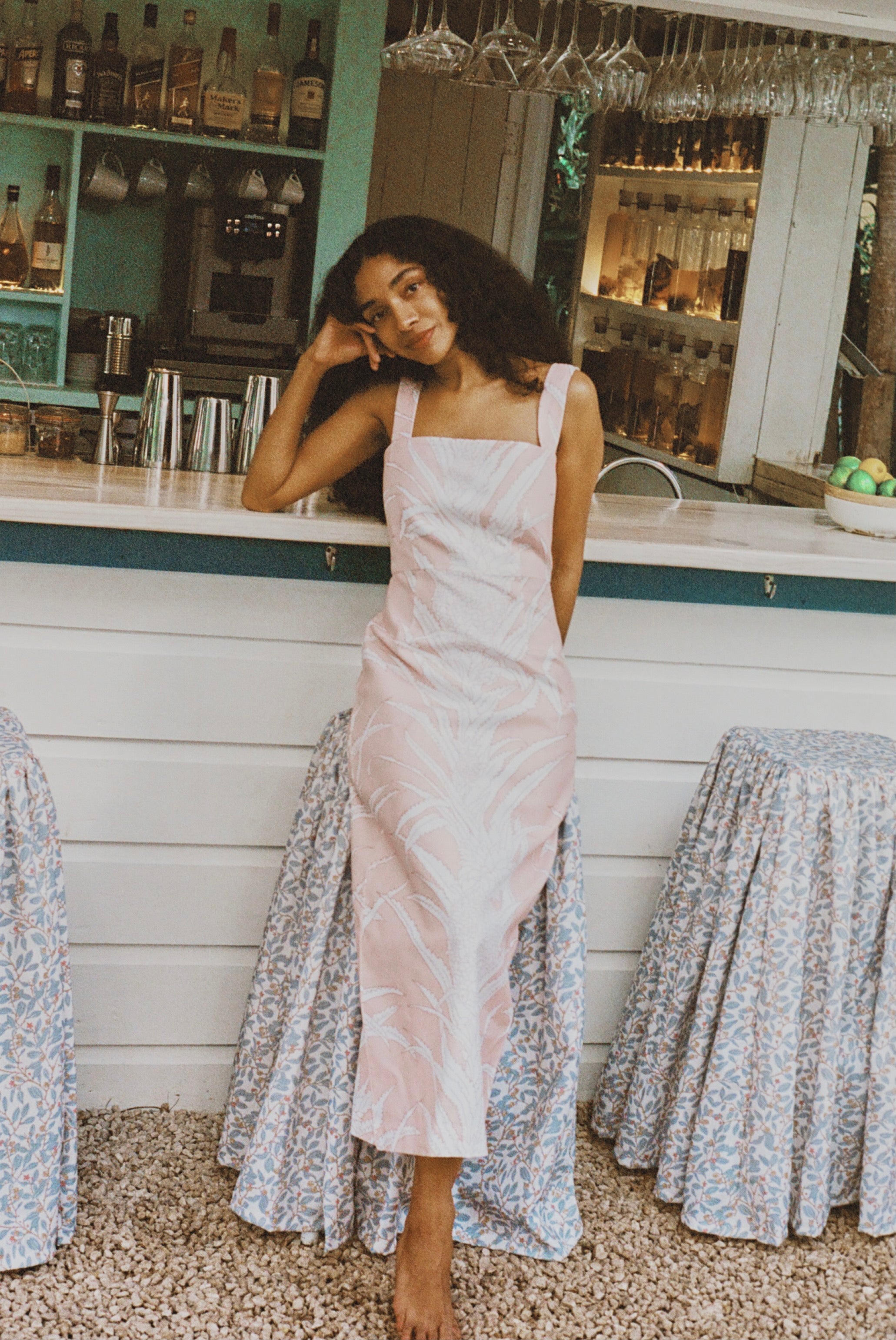 PREORDER: Long Slip Dress in Pink Pineapple