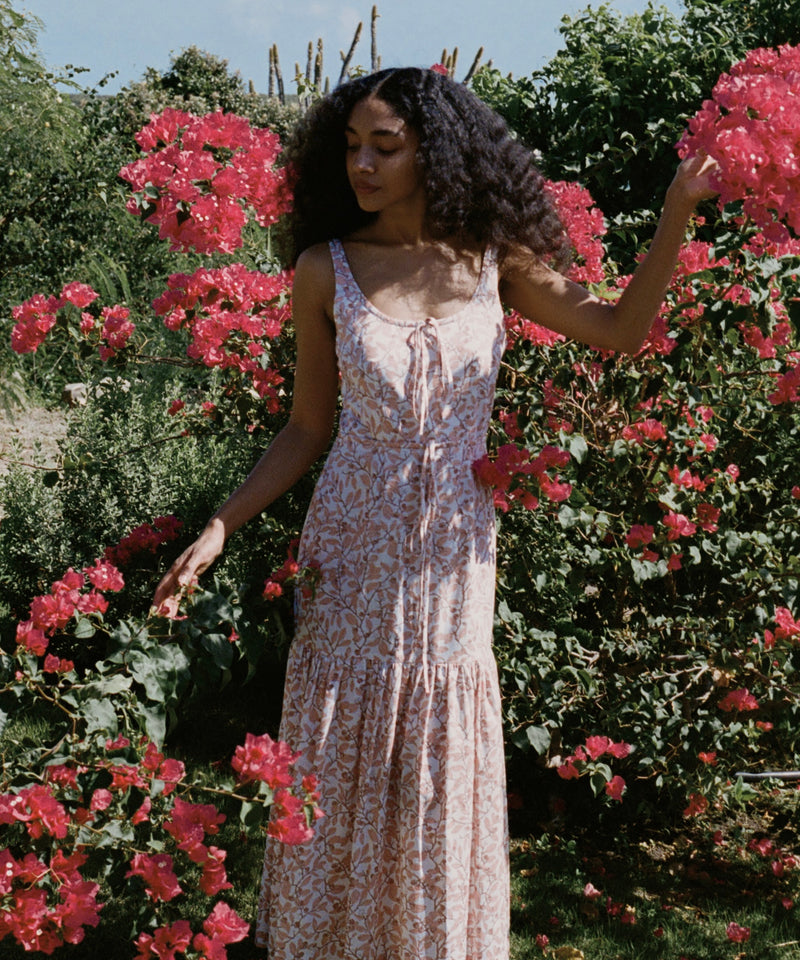 Double Drawstring Dress in Pink Limes