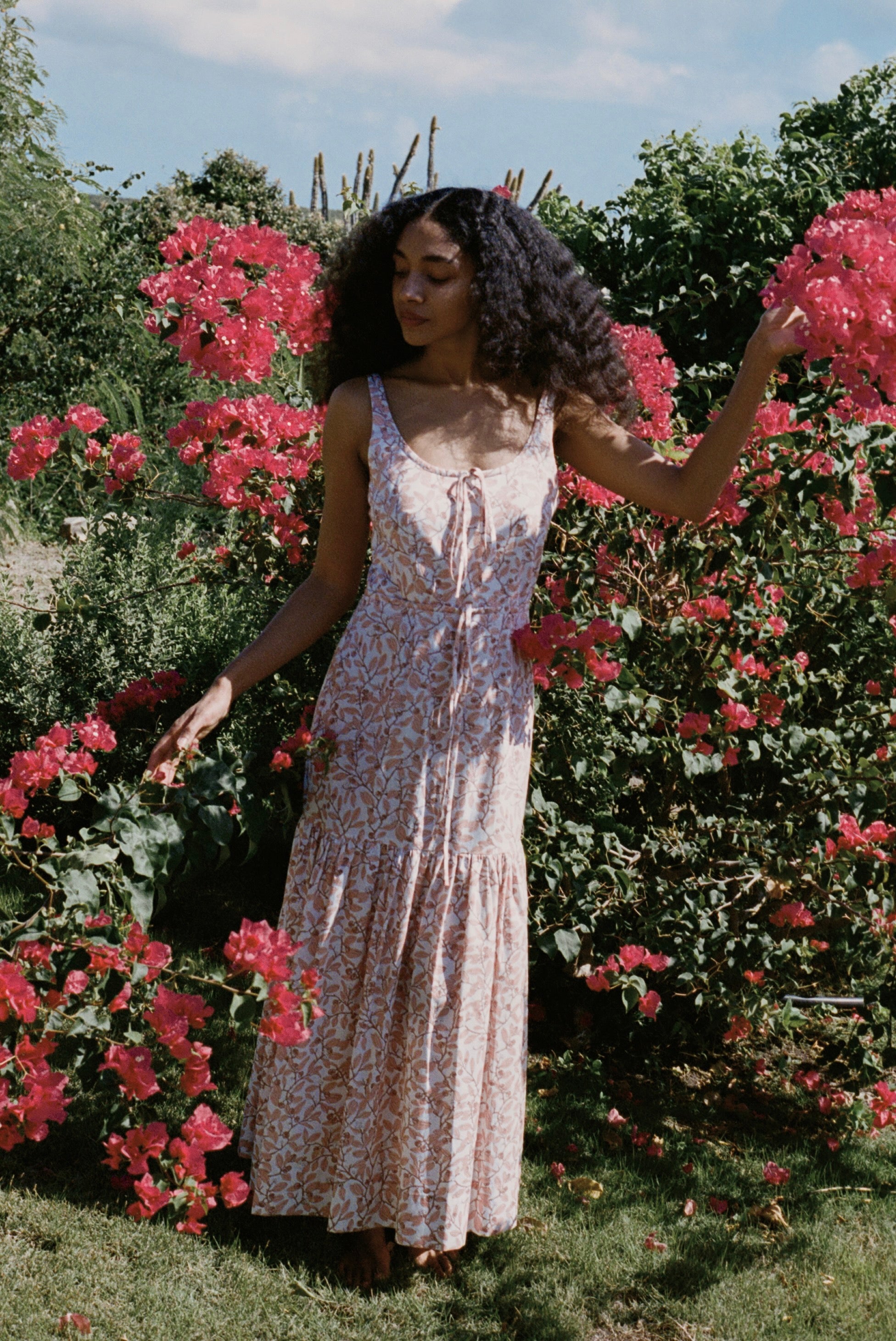 Double Drawstring Dress in Pink Limes