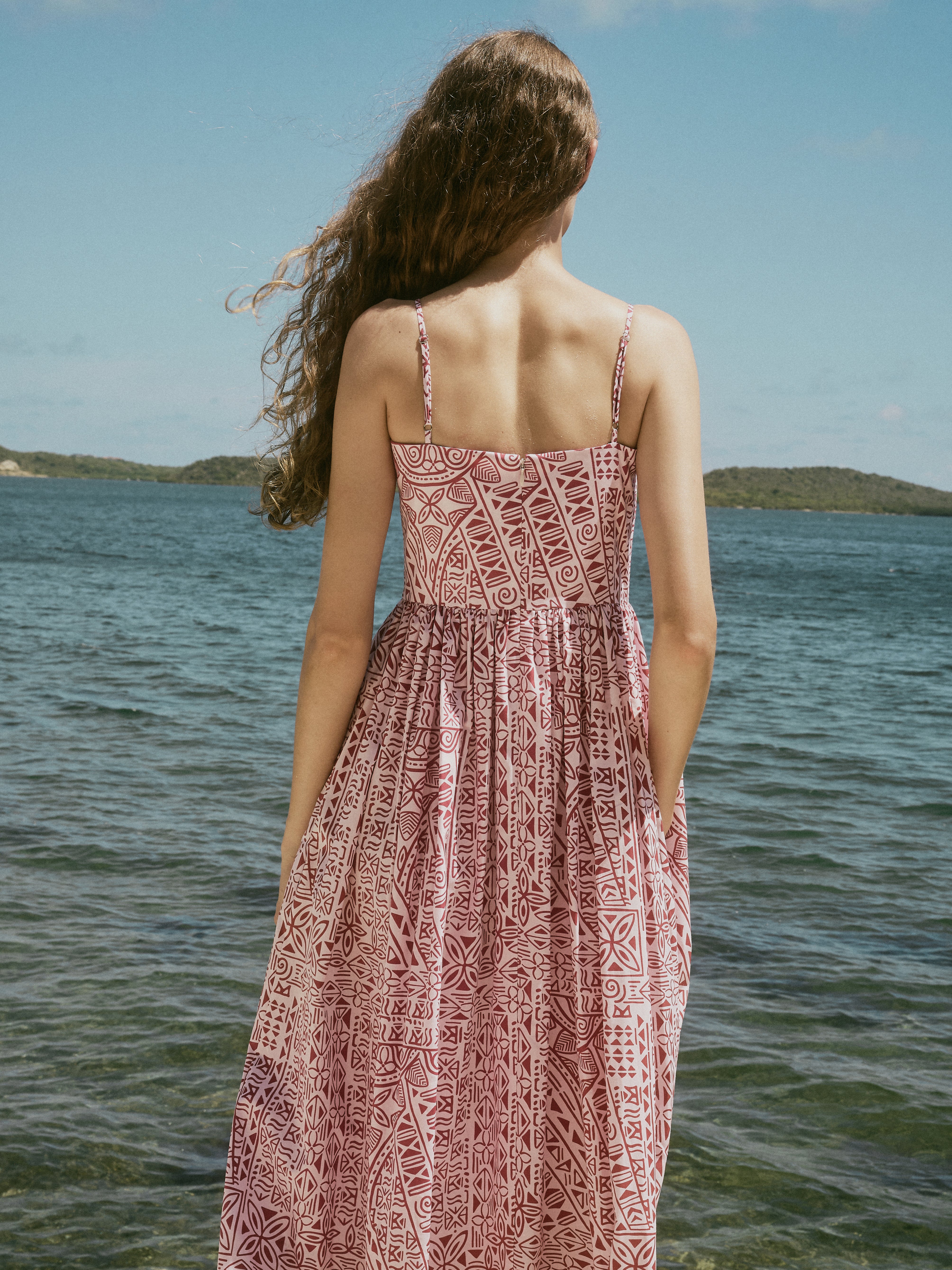 Emerson Dress in Pink Island Geometric