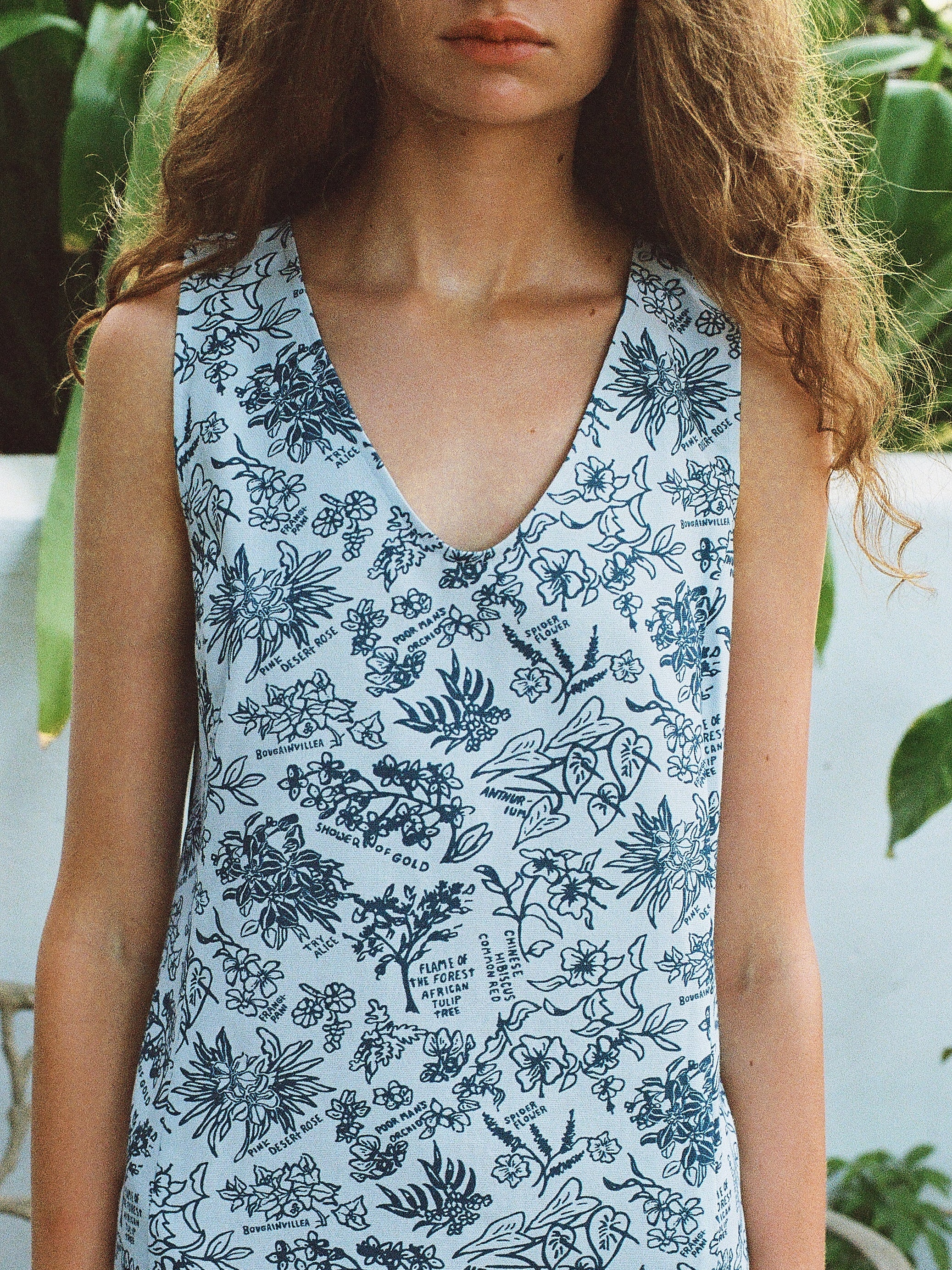 Alden V-Neck Dress in Blue Flora