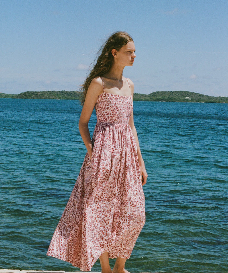 Emerson Dress in Pink Island Geometric