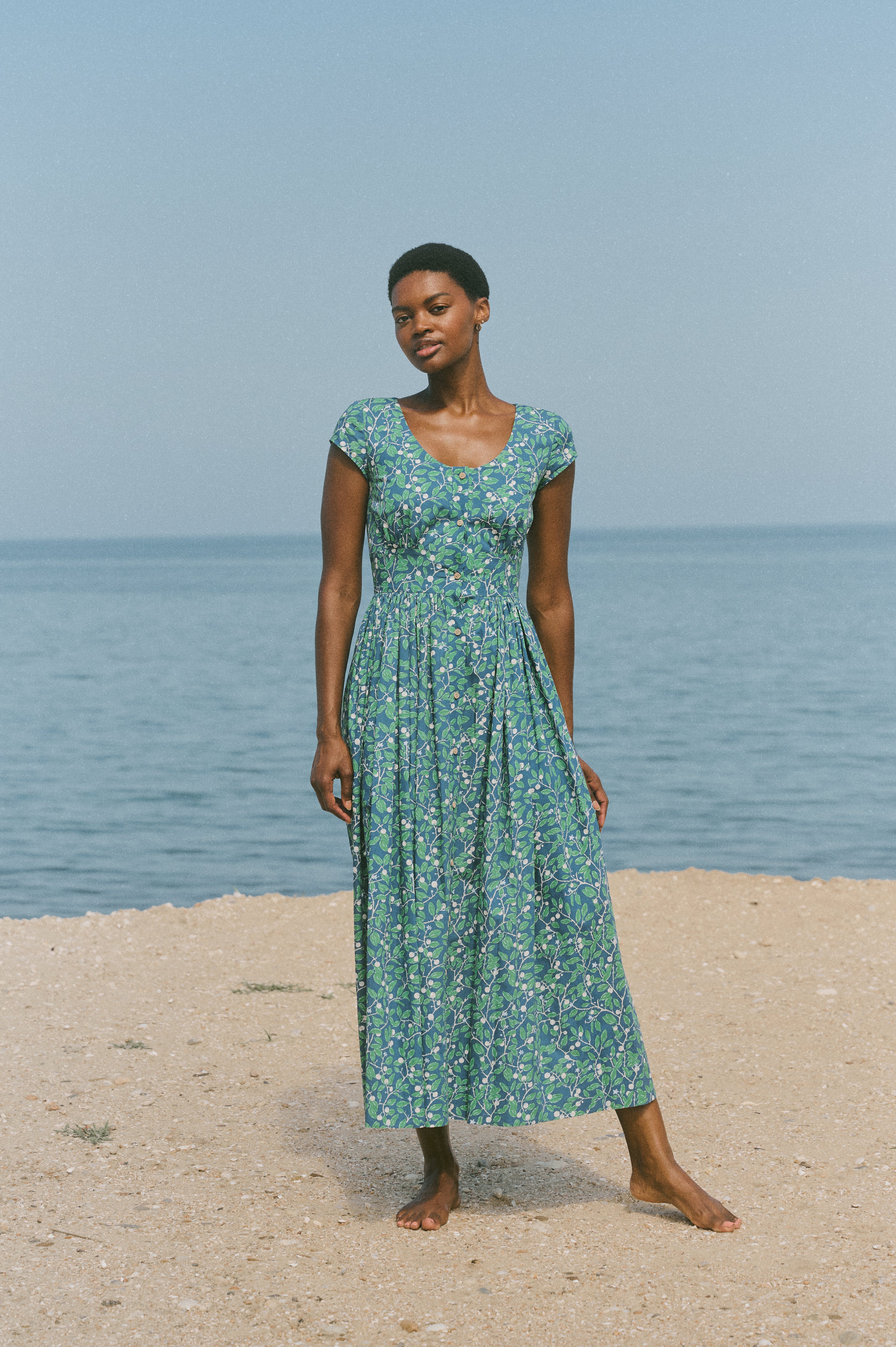 Mary Dress in Dark Blue Limes