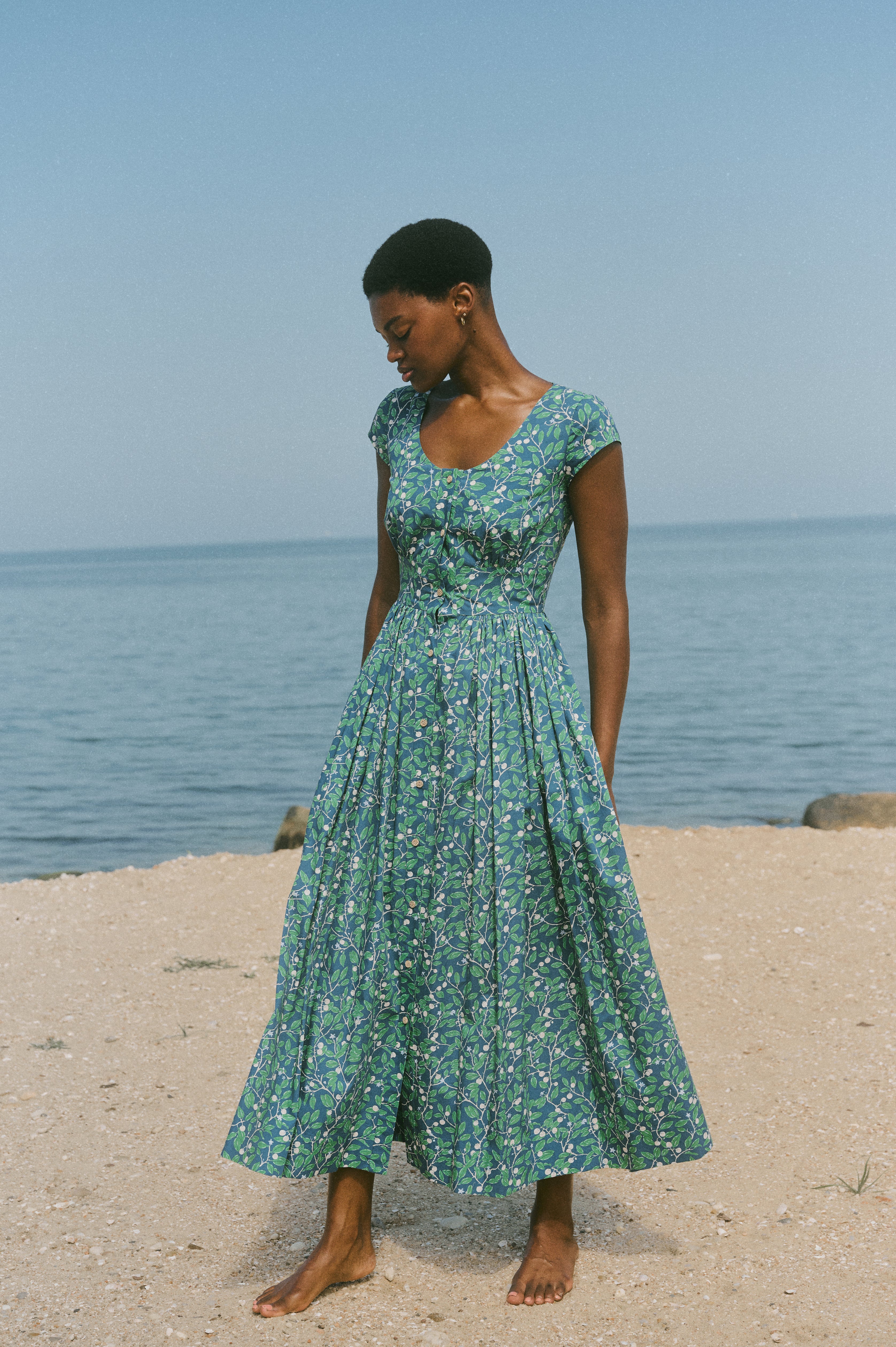 Mary Dress in Dark Blue Limes