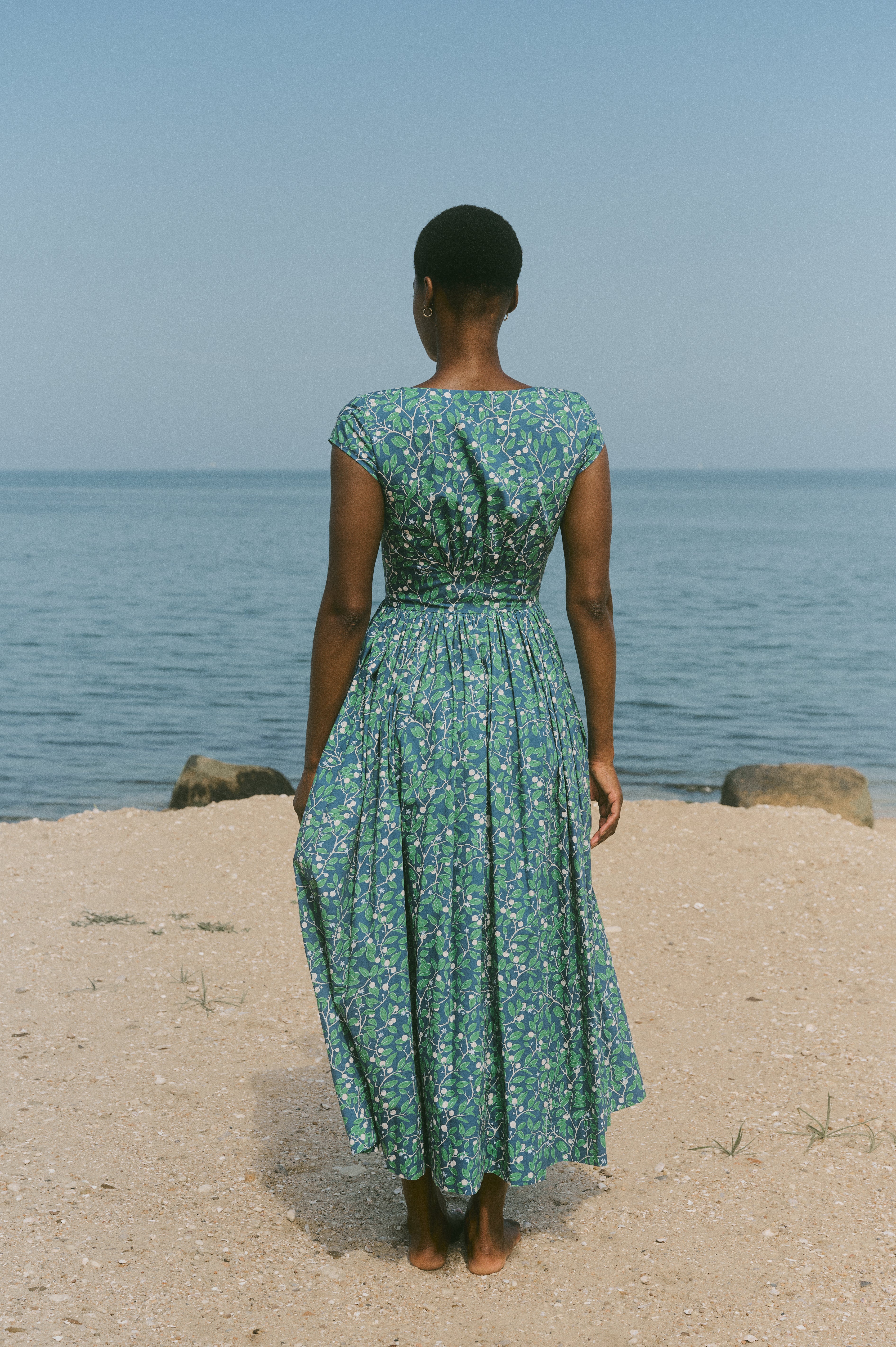 Mary Dress in Dark Blue Limes
