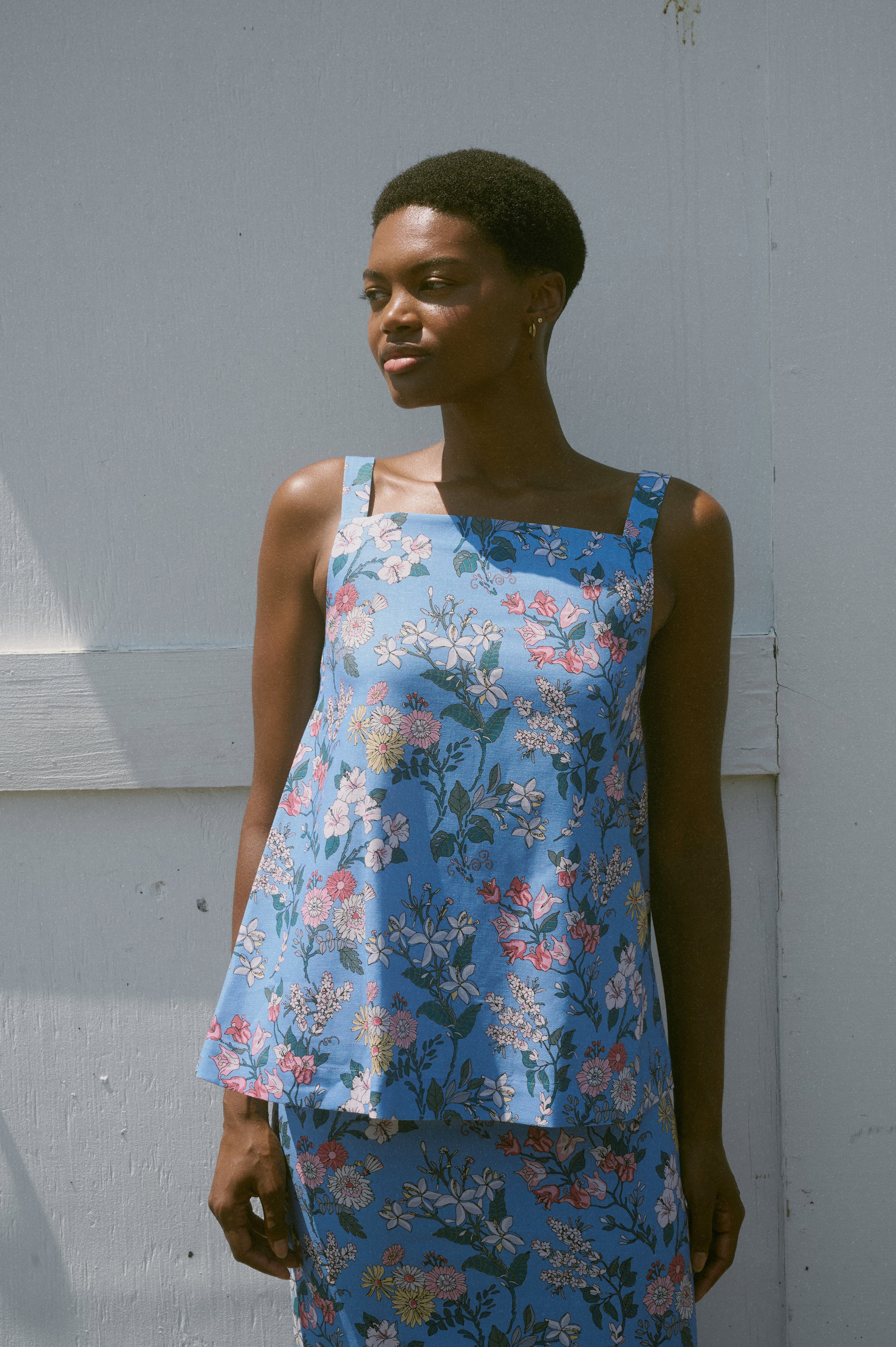 Pencil Skirt in Blue Multi Floral