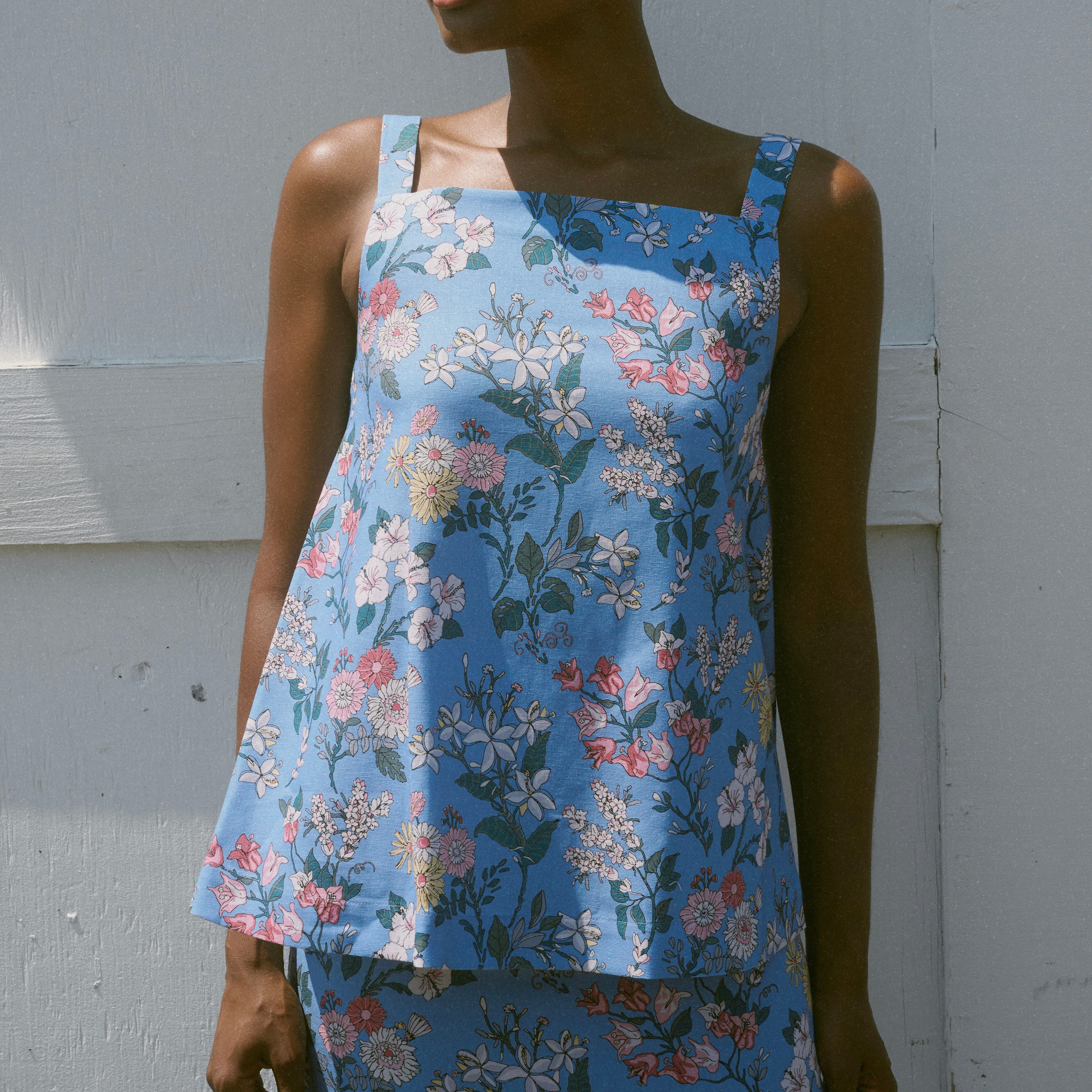 A-Line Top in Blue Multi Floral