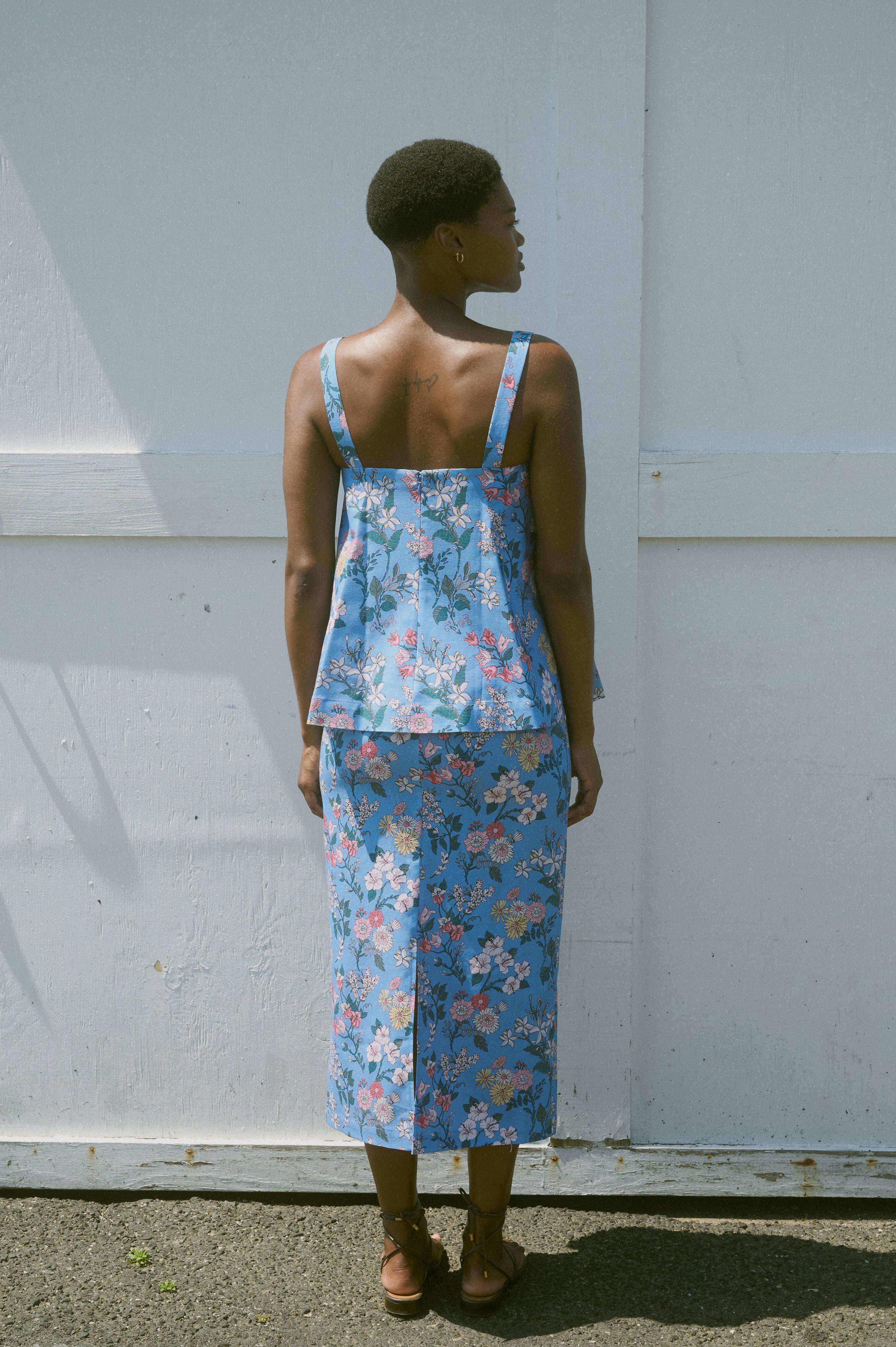 Pencil Skirt in Blue Multi Floral