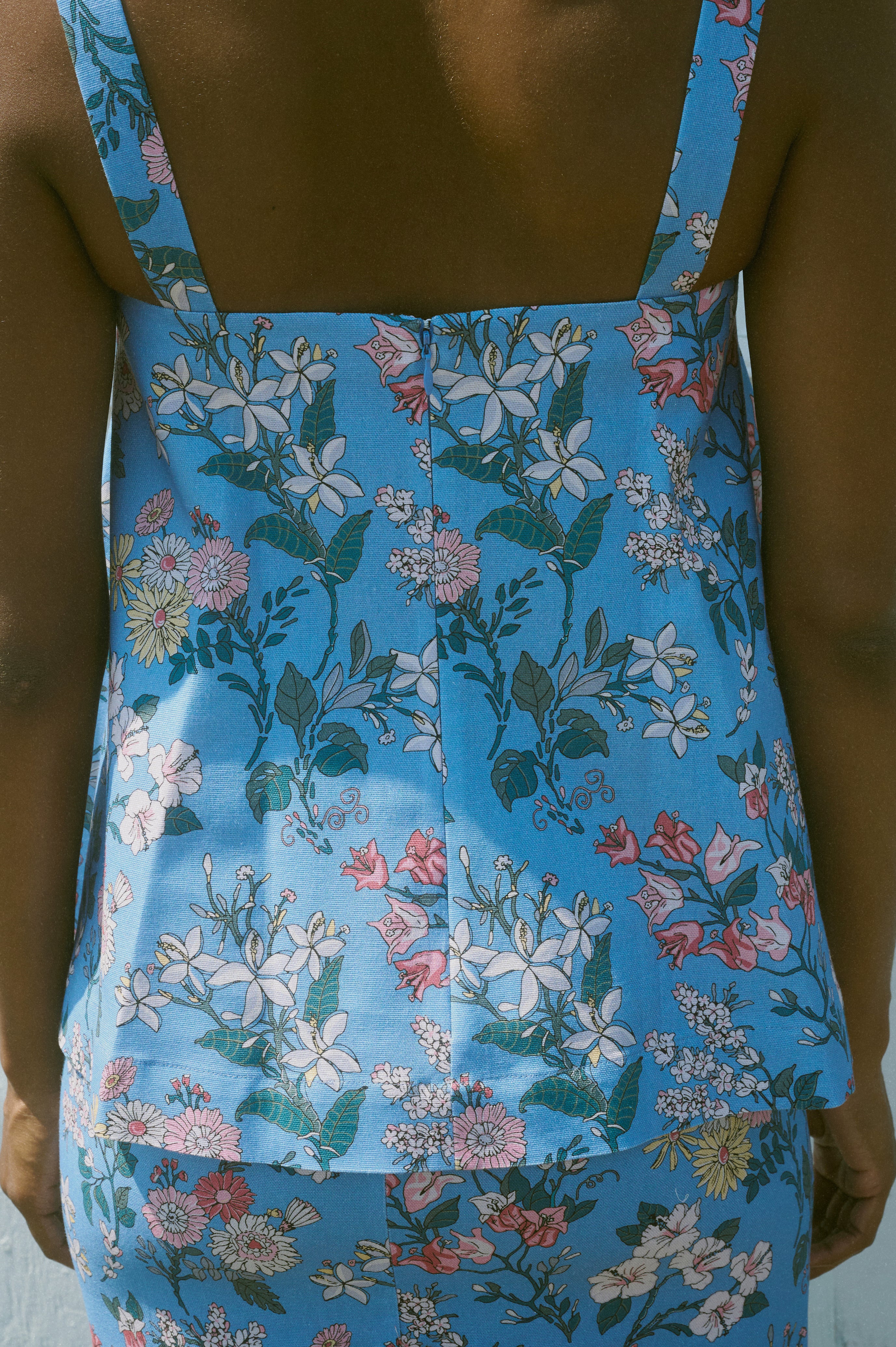 A-Line Top in Blue Multi Floral