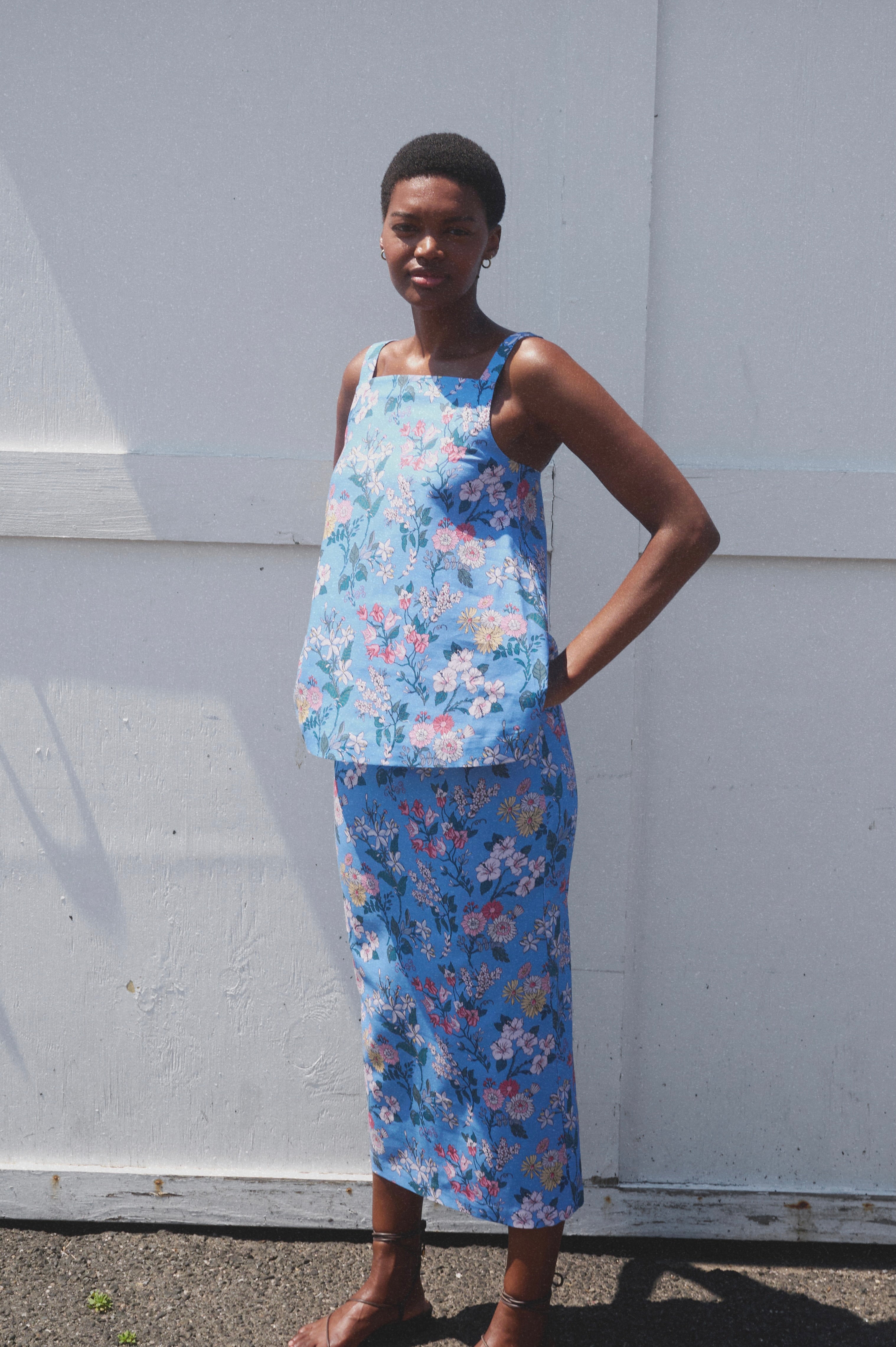 Pencil Skirt in Blue Multi Floral