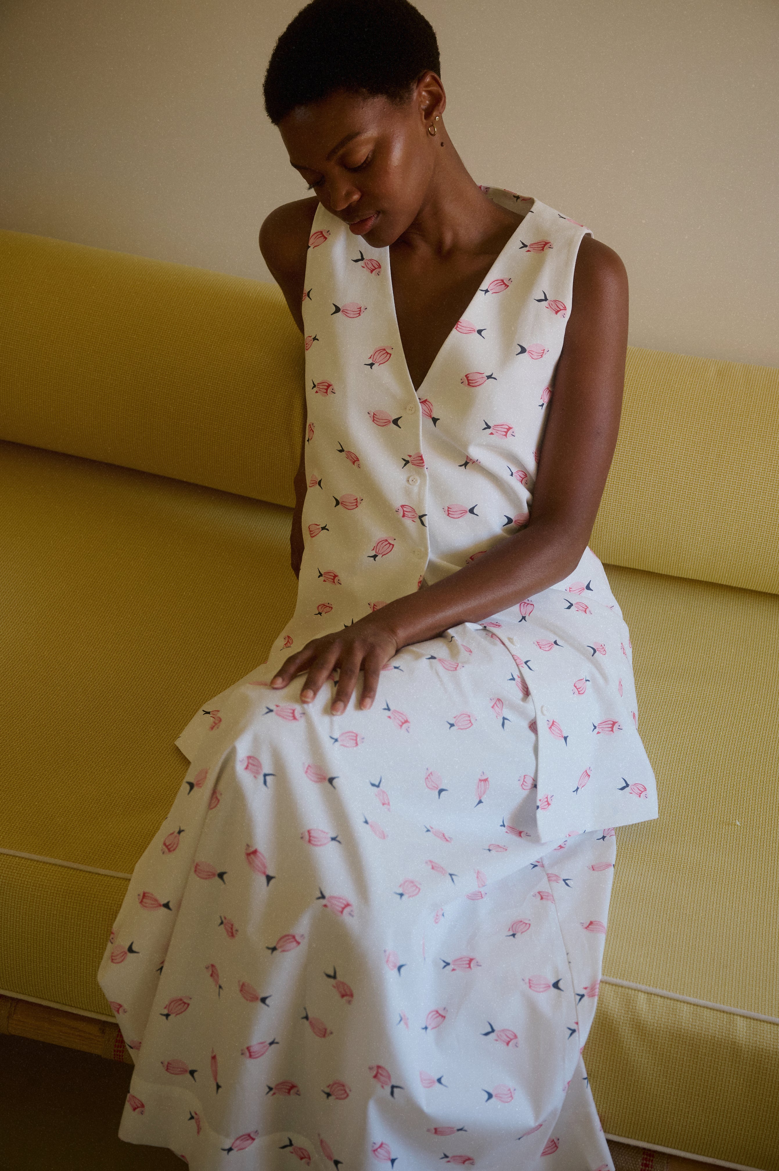 Elastic-Waist Skirt in Vintage Pink Fish