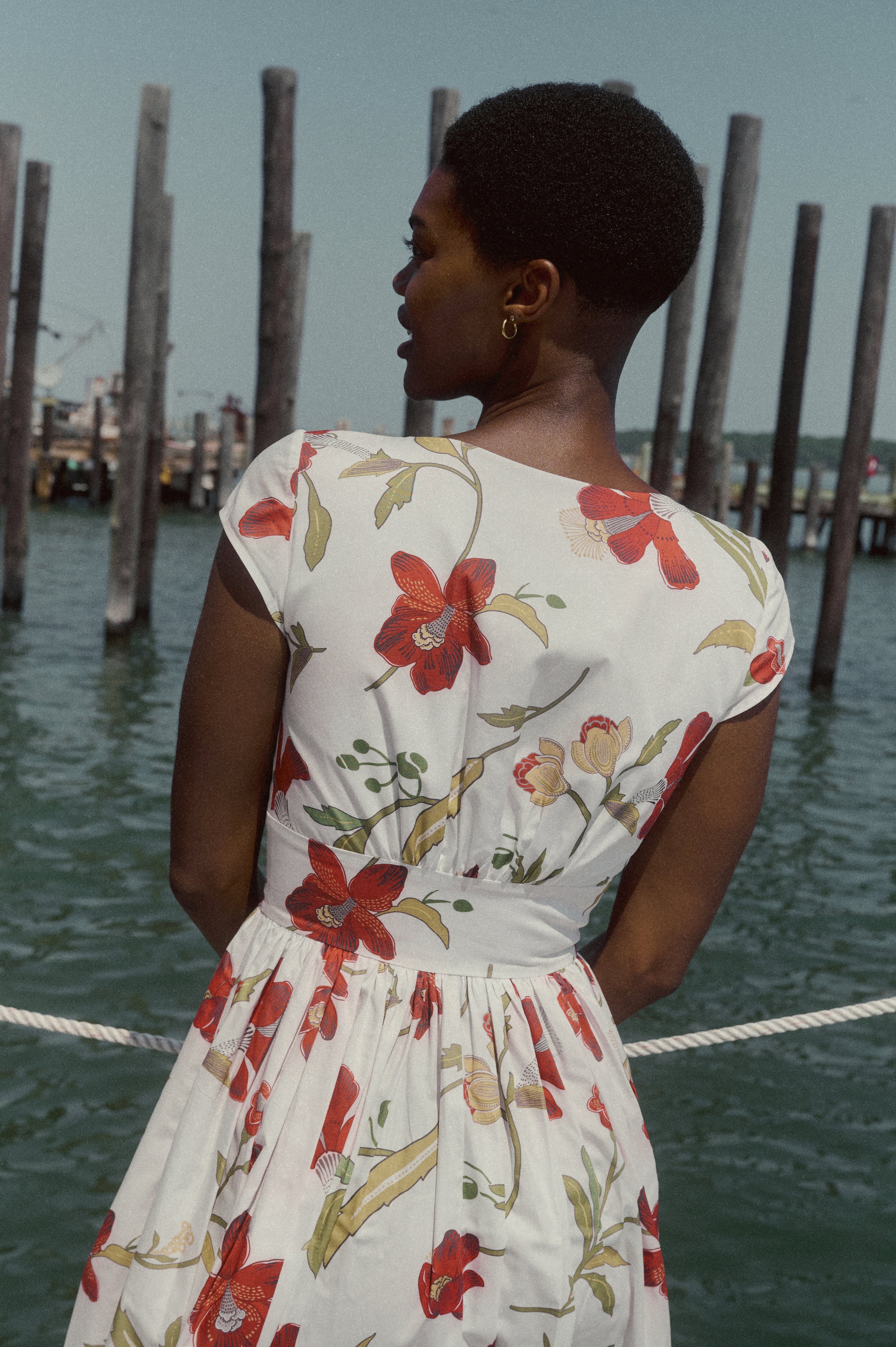 Mary Dress in Red Hibiscus