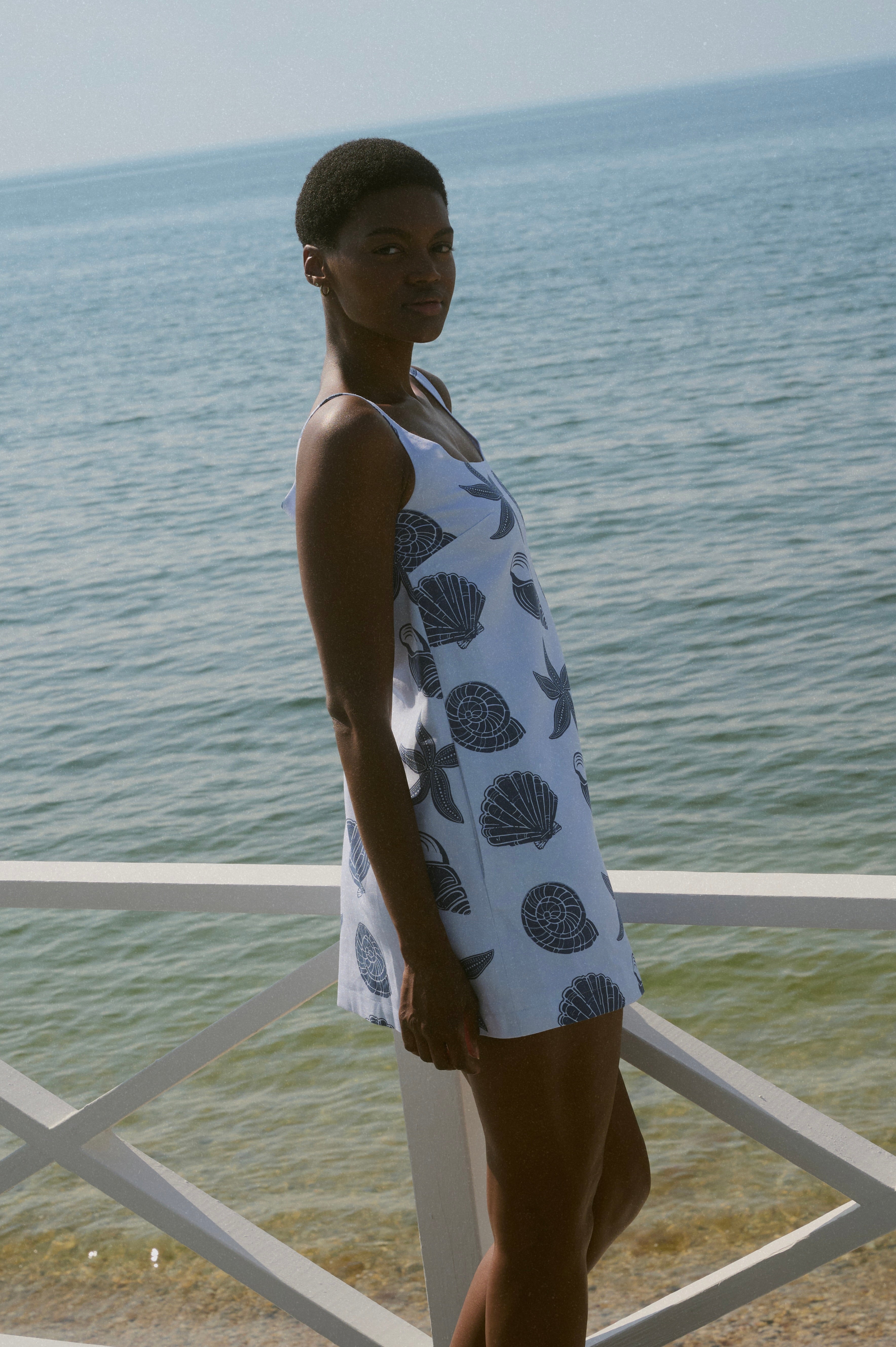 Cappie Mini Dress in Blue Large Shell