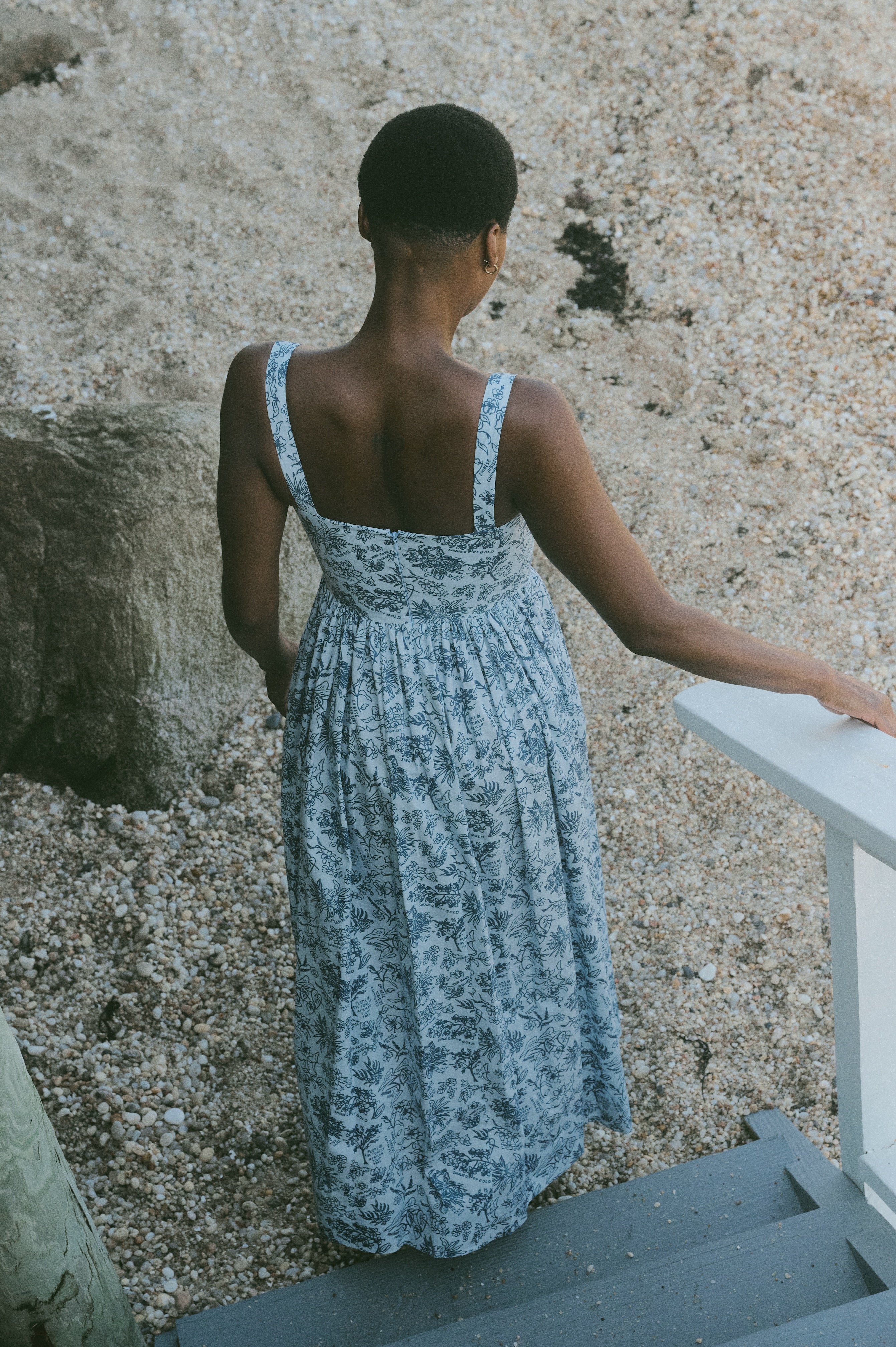 Scoop Neck Dress in Blue Flora  Coco Shop