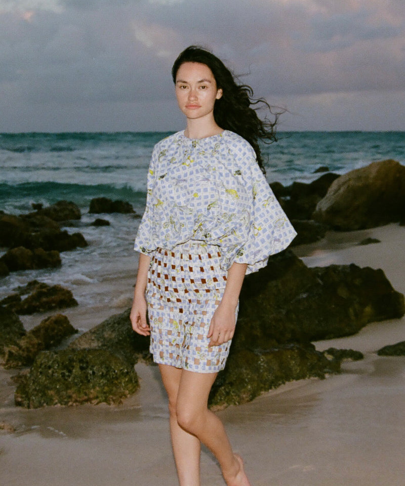 Mini Basket Skirt in Periwinkle Fishing Net
