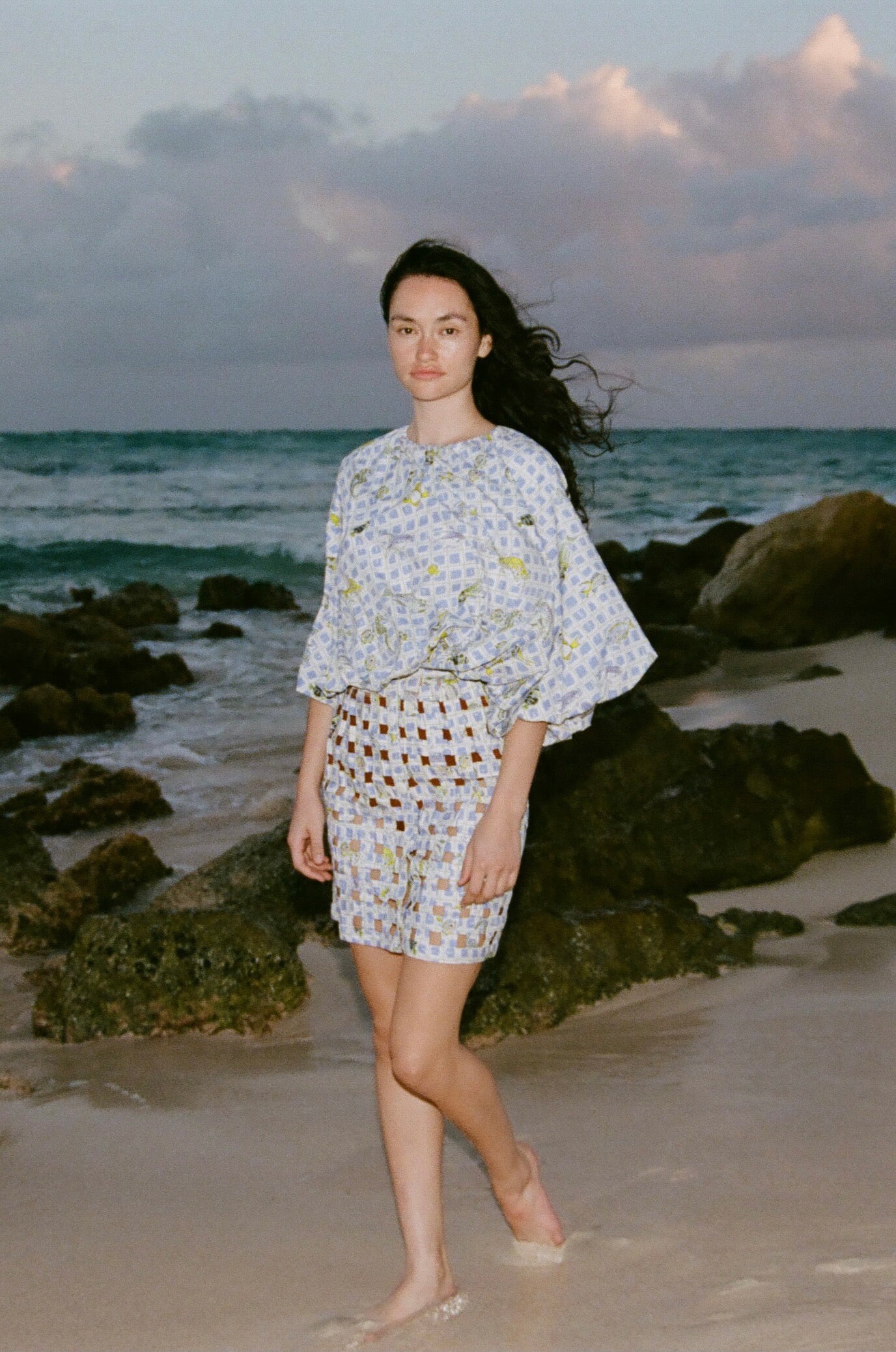Mini Basket Skirt in Periwinkle Fishing Net