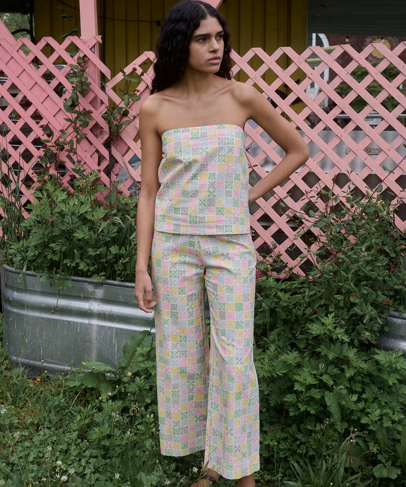 Strapless Top in Tofu Checkerboard