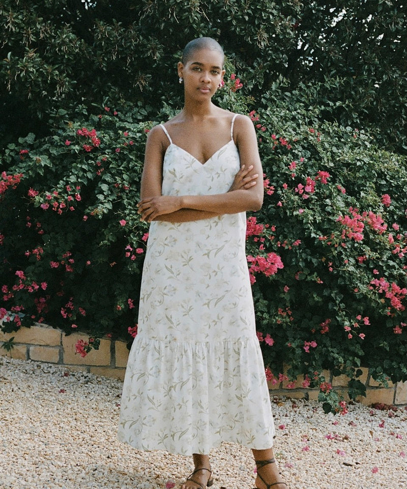 Elissa Dress in White Hibiscus