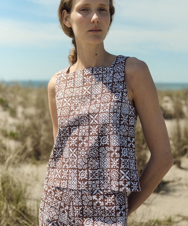 Shift Top in Brown Checkerboard