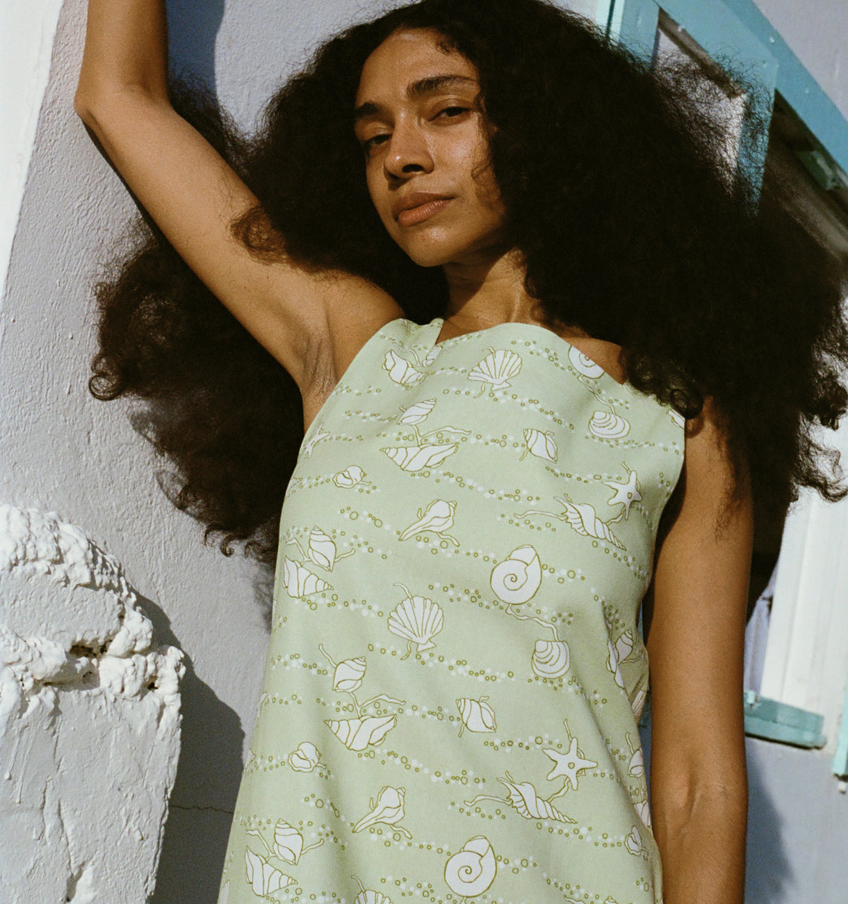 Ankle-Length Shift Dress in Lime Shell Ankle-Length Shift Dress in Lime Shell