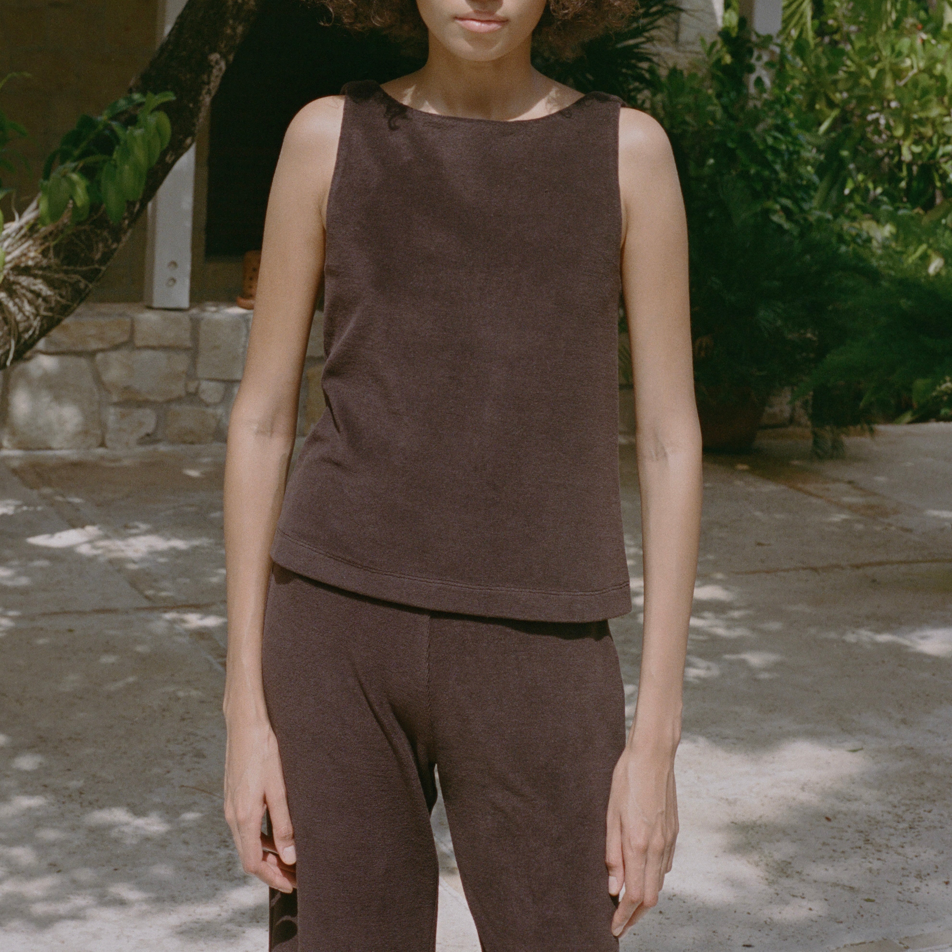 Boatneck Top in Brown Terrycloth