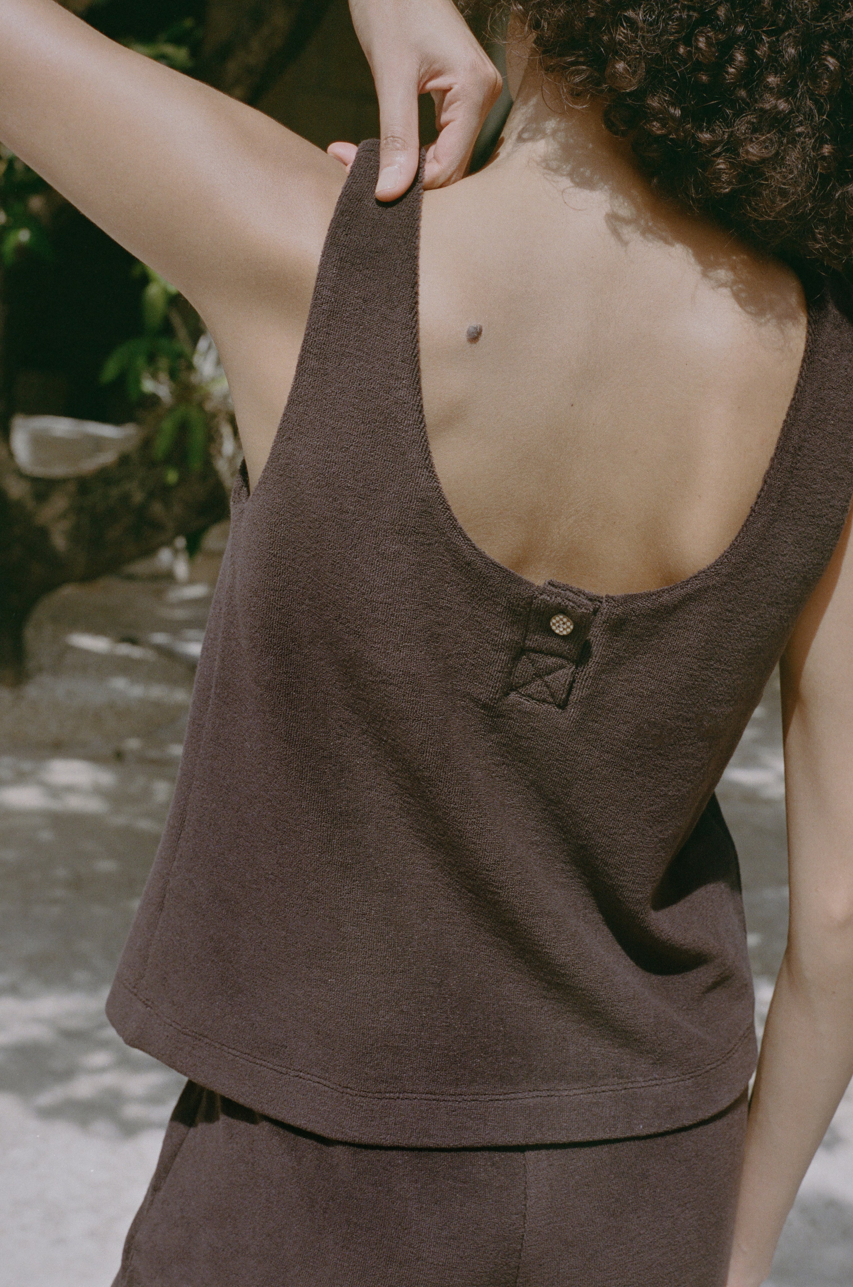 Boatneck Top in Brown Terrycloth