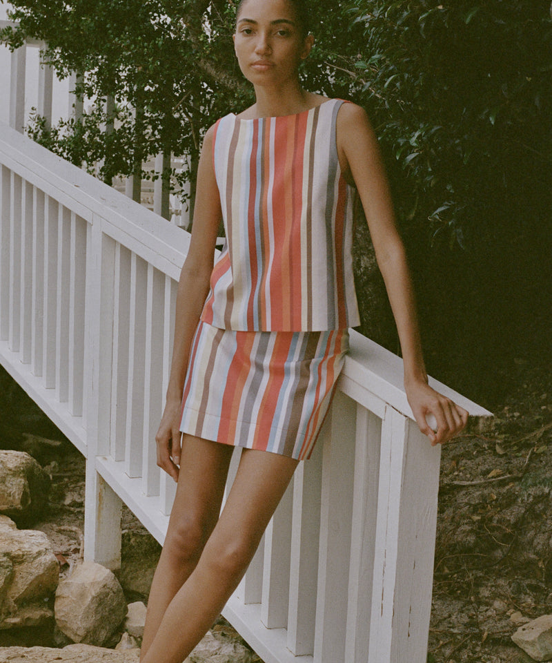 Boatneck Top in Vibrant Stripe