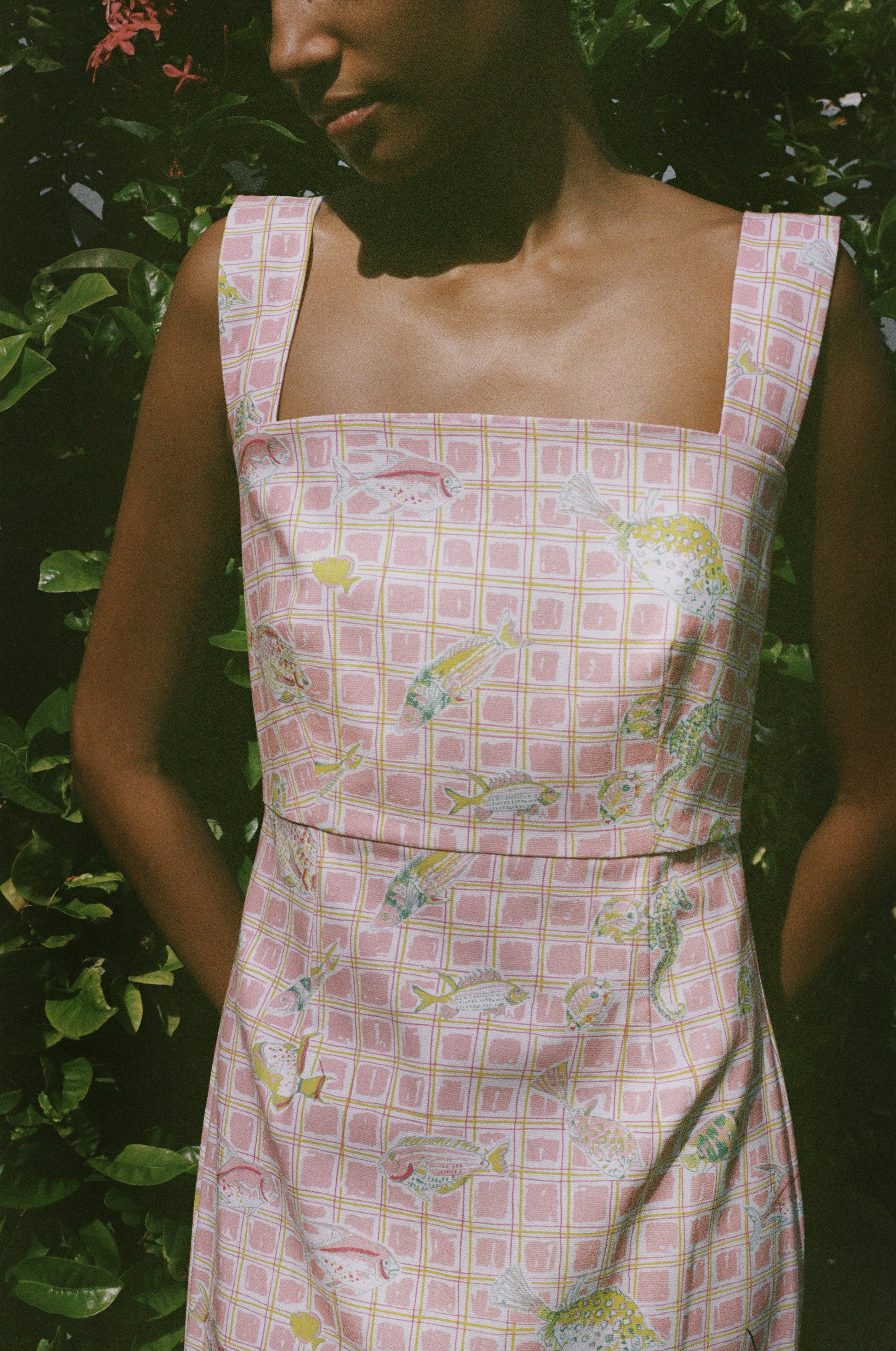 Long Slip Dress in Pink Fishing Net