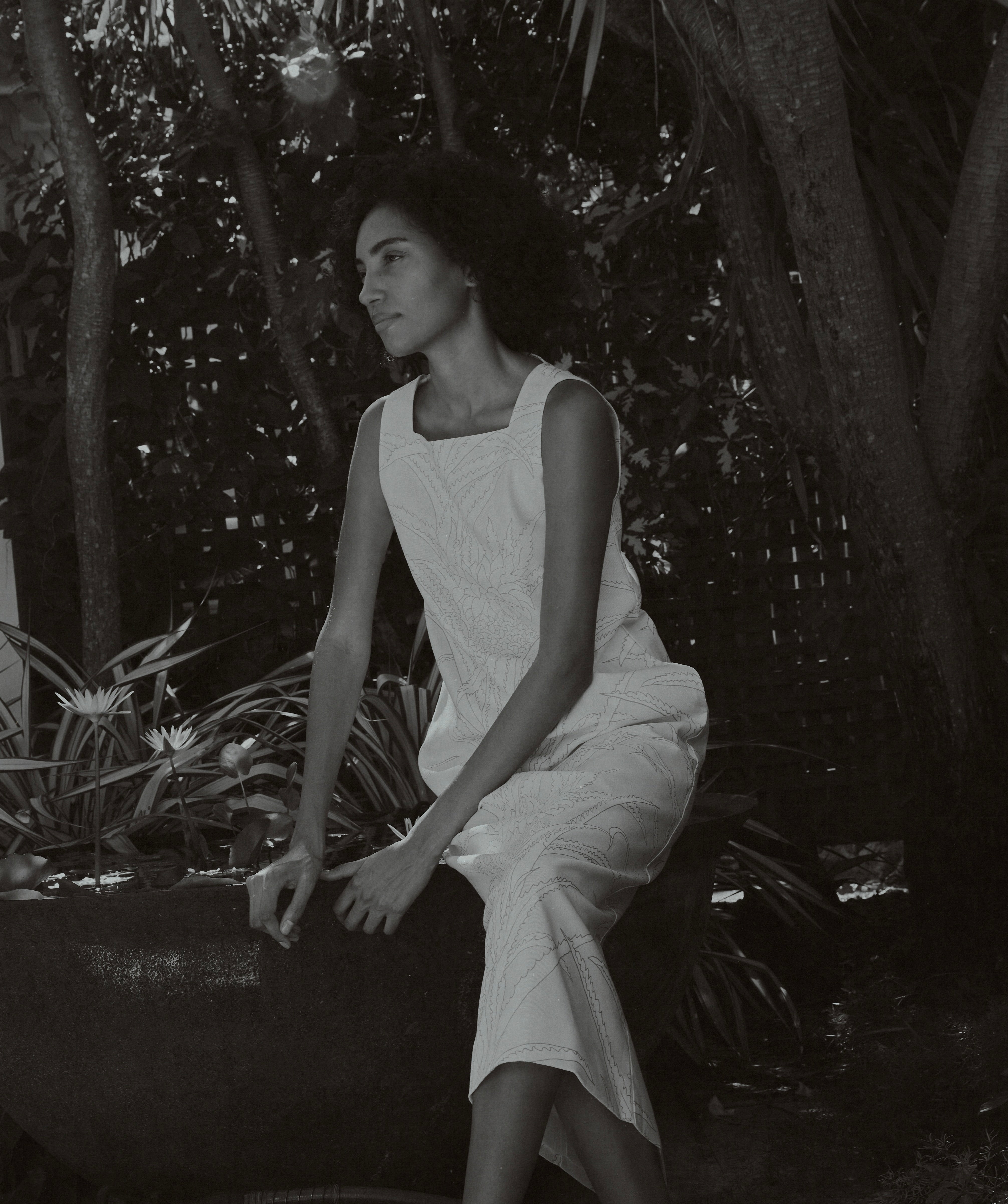 Ankle-Length Shift Dress in Yellow Pineapple