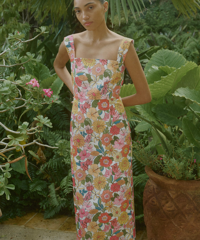 PREORDER: Long Slip Dress in Flower Heads