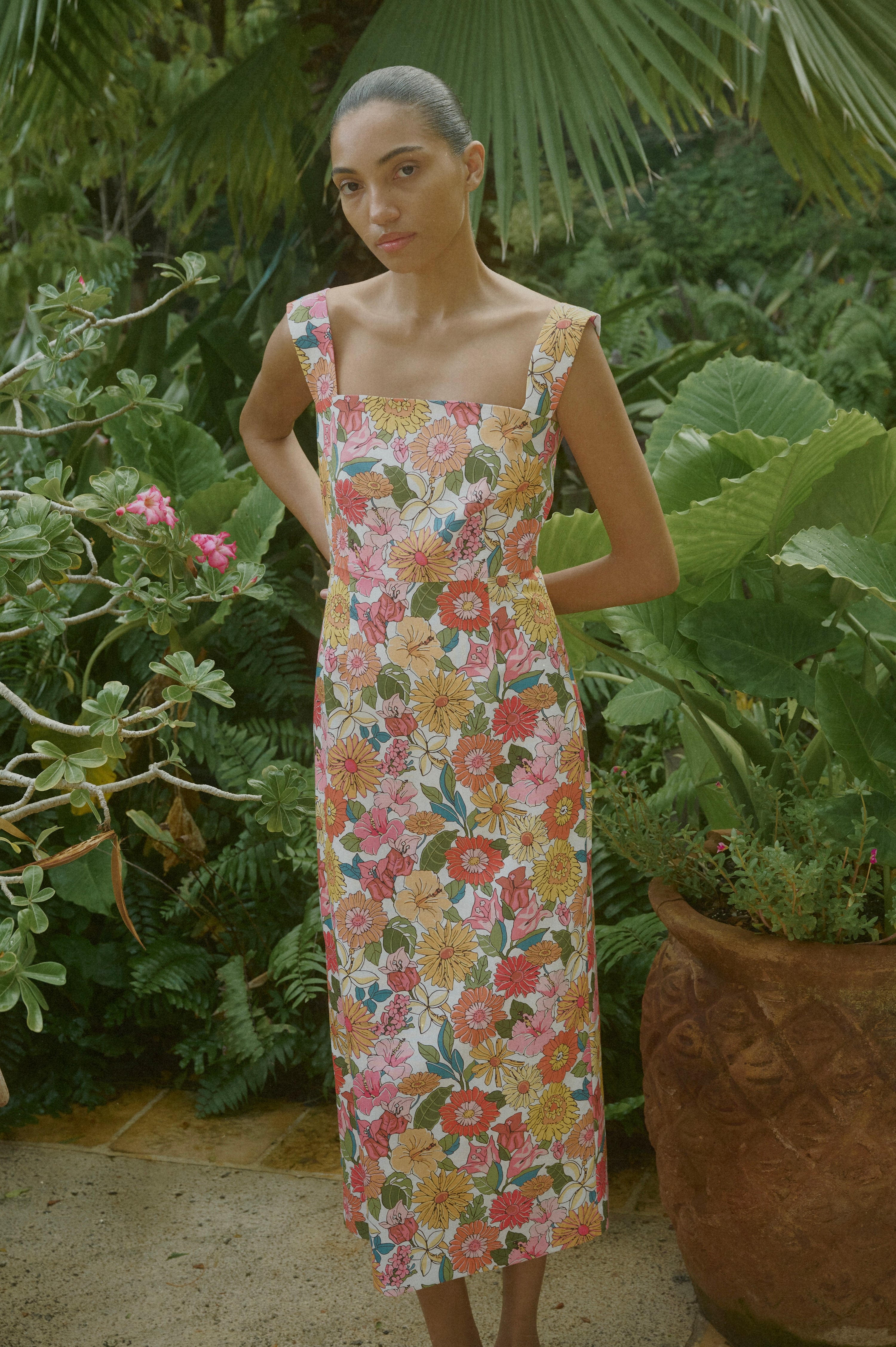 PREORDER: Long Slip Dress in Flower Heads