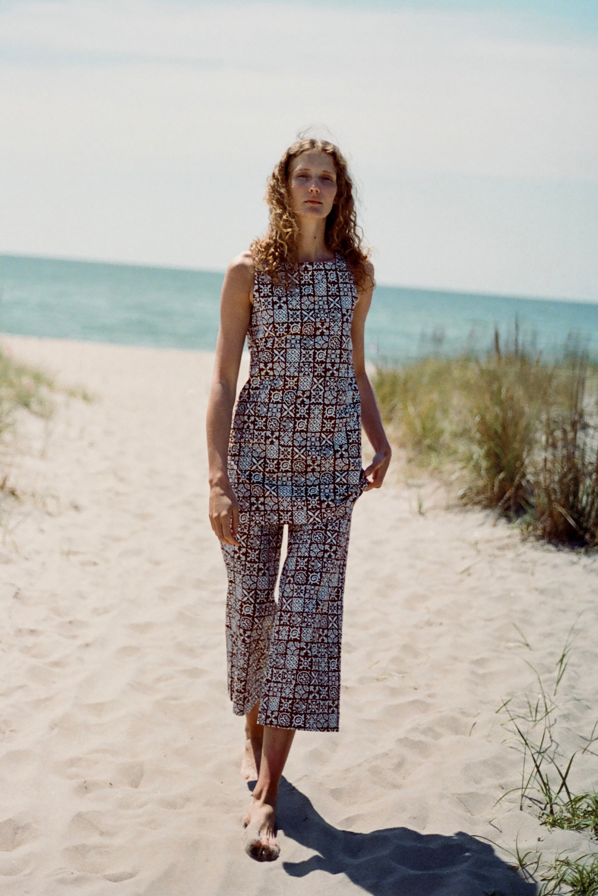 Classic Mini Shift Dress in Brown Checkerboard