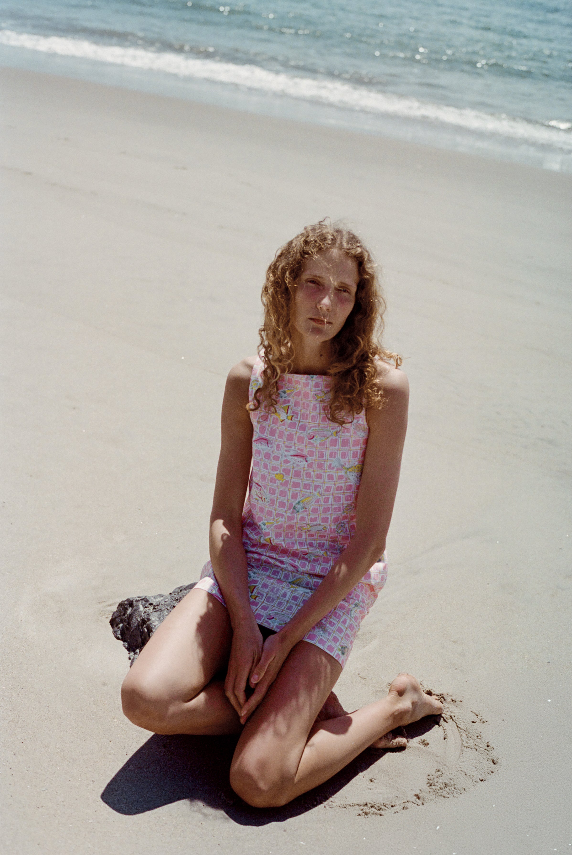 Classic Mini Shift Dress in Pink Fishing Net
