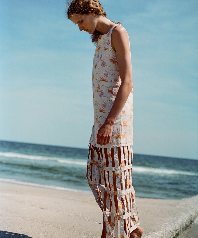 Basket-Hem Dress in Warm Shell