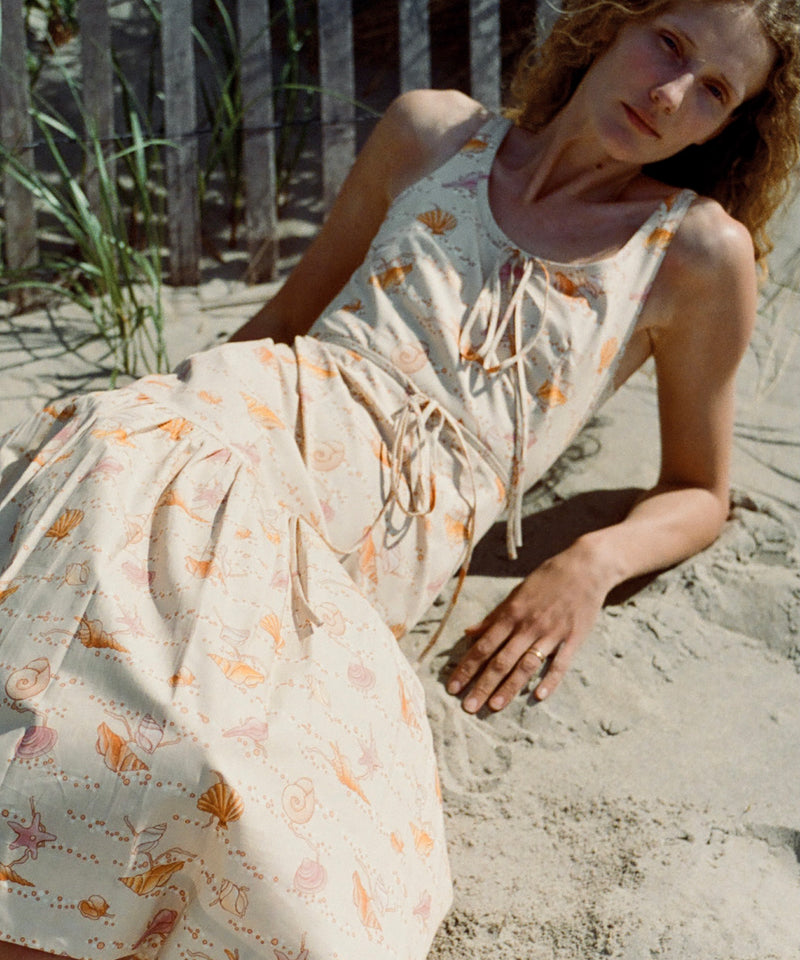Double Drawstring Dress in Warm Shell