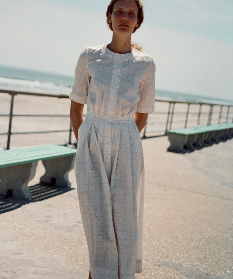 Sloan Dress in Beige Checkerboard