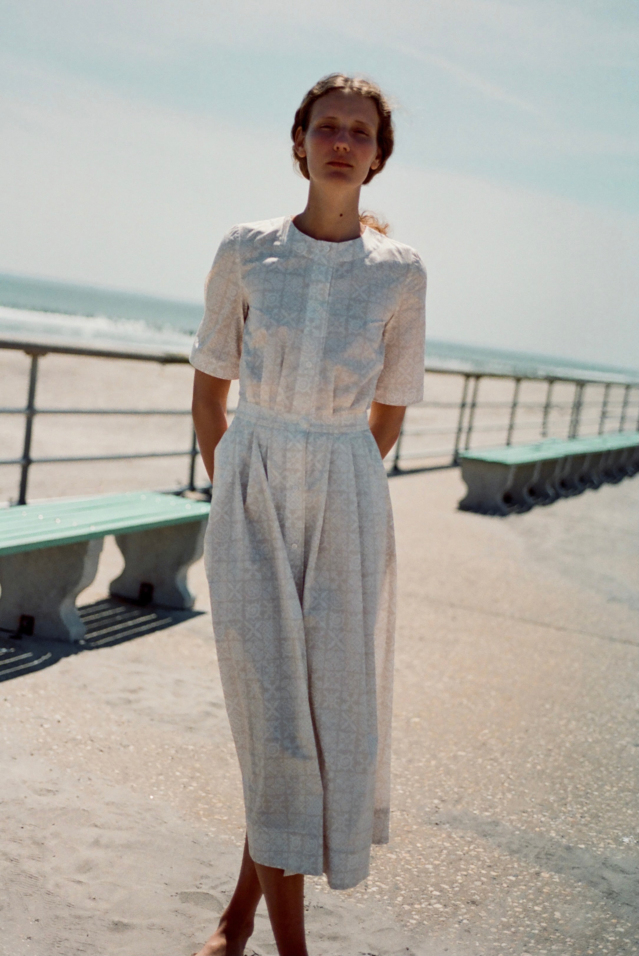 Sloan Dress in Beige Checkerboard