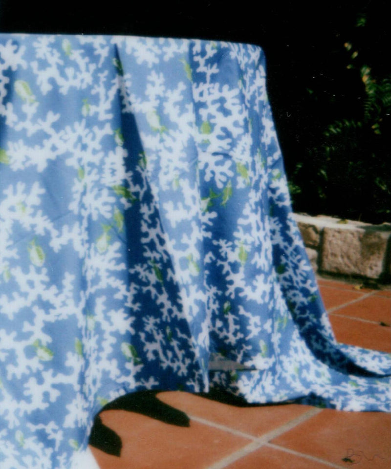 Cotton Tablecloth in Blue Coral
