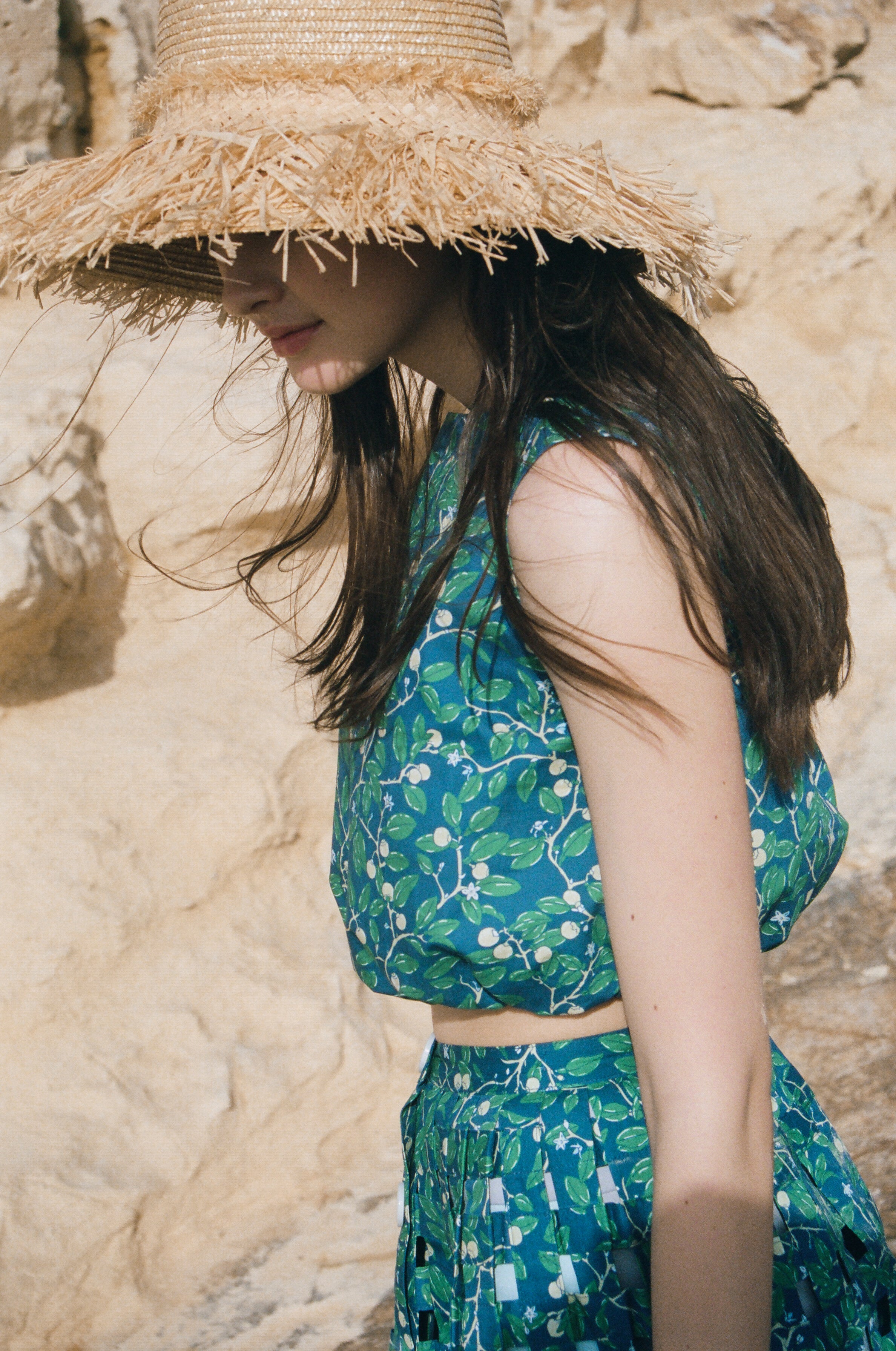 Cinched Top in Dark Blue Limes