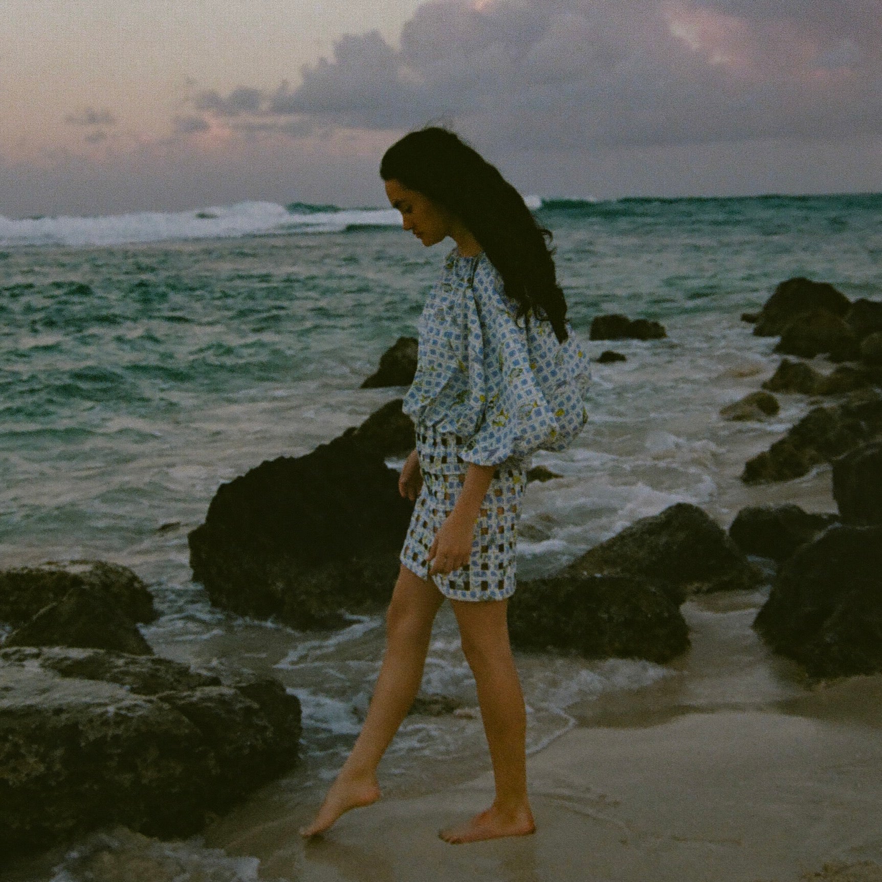 Mini Basket Skirt in Periwinkle Fishing Net