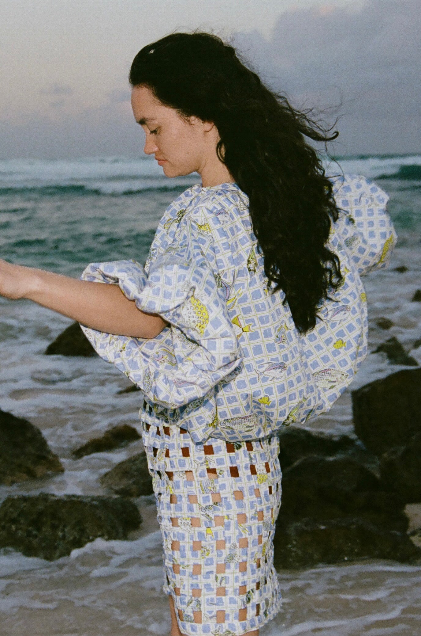Mini Basket Skirt in Periwinkle Fishing Net