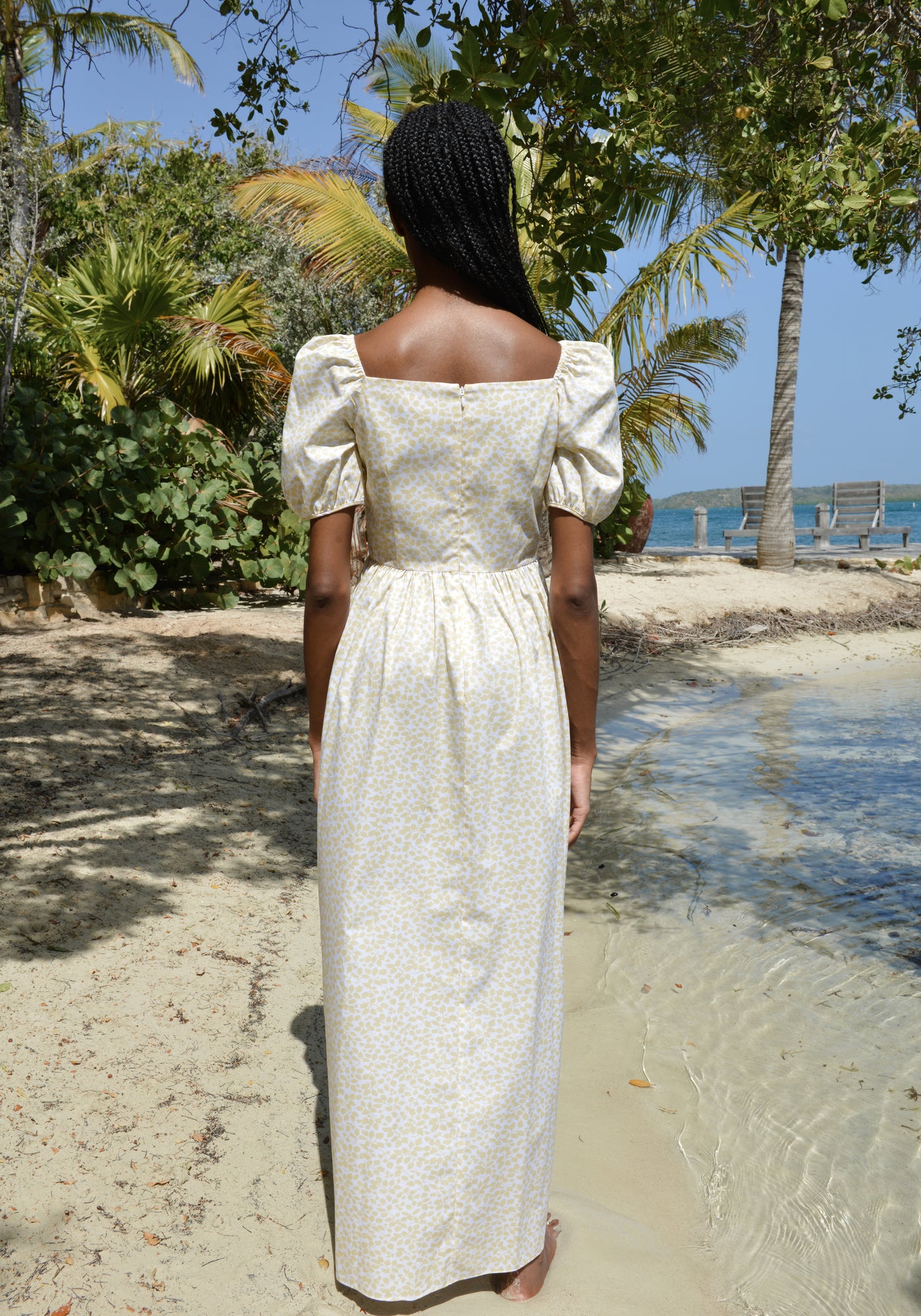 Short-Sleeve Maxi Dress in Yellow Leaf – Coco Shop Short-Sleeve Maxi Dress in Yellow Leaf – Coco Shop